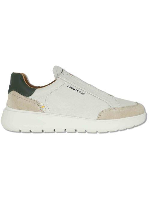 Sneakers uomo Hover in pelle beige con elastici e suola alta in gomma 13721A 7333AM Ambitious 