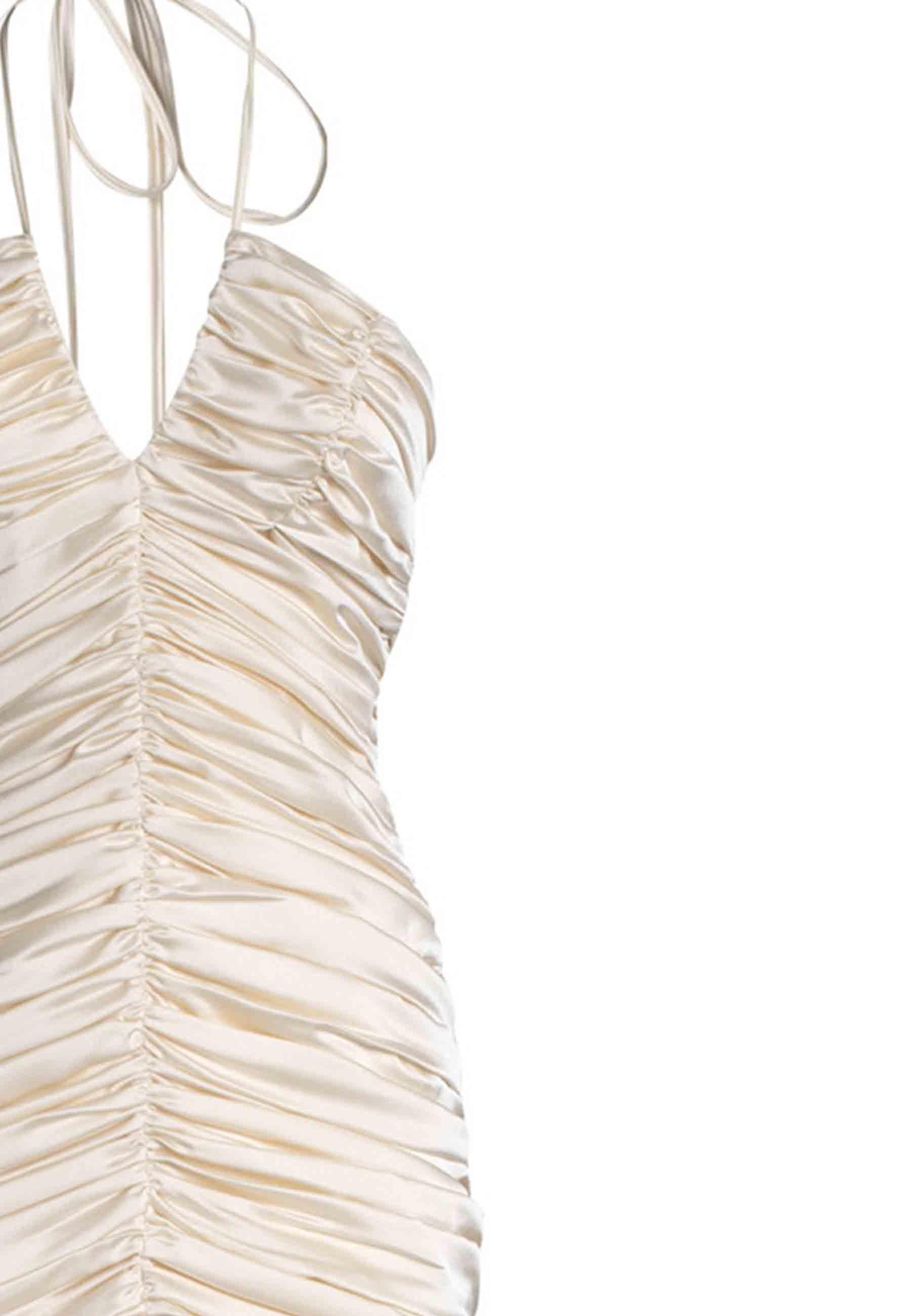 Abito donna corto in tessuto bianco con drappeggio centrale THE PAOLINA DOUBLE 300 Nineminutes 