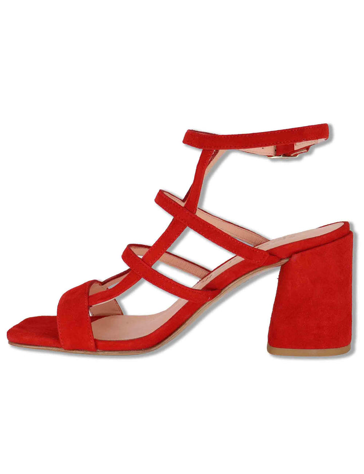 Sandali donna in camoscio rosso con tacco alto e cinturino alla caviglia SP2523 088 Spatarella 