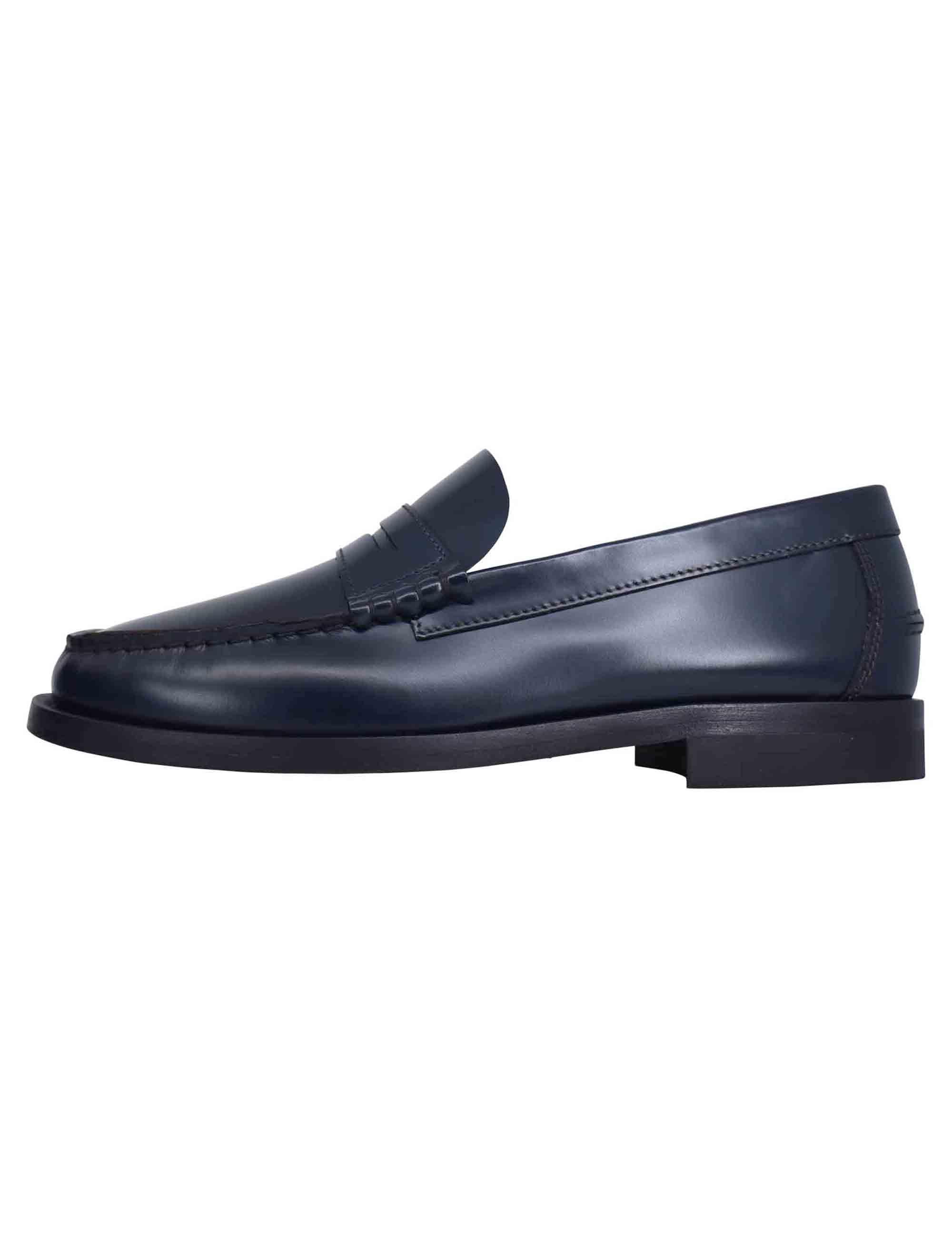 Mocassini uomo in pelle blu con suola in cuoio cucita 22881 VN6 002 Antica Cuoieria 