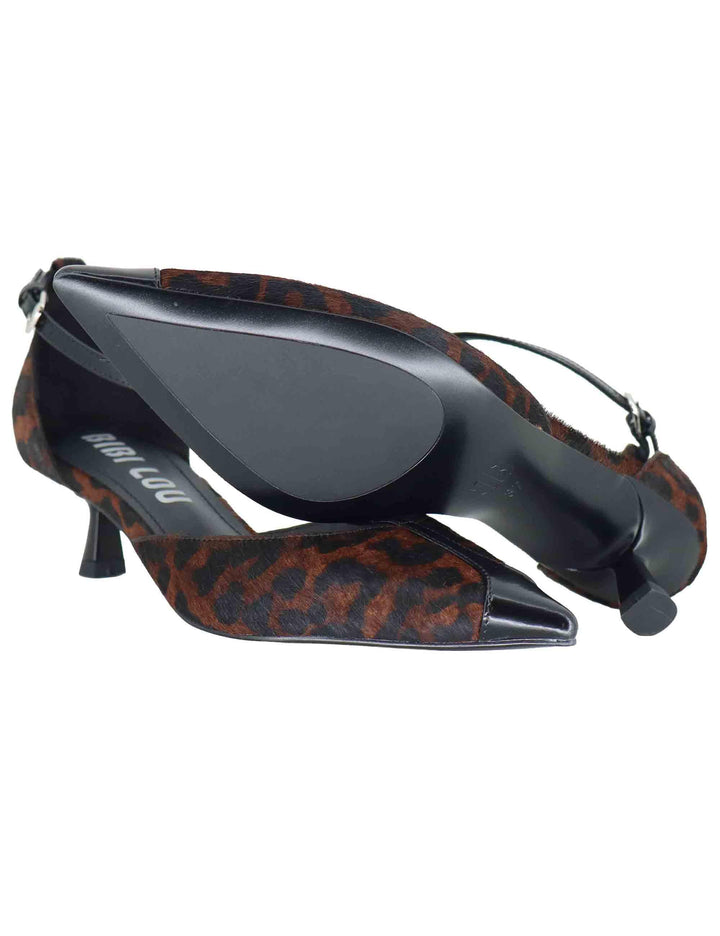 Mary Jane donna in pelle animalier con riporti in pelle nera tacco basso 520Z91VK 39 Bibi Lou 