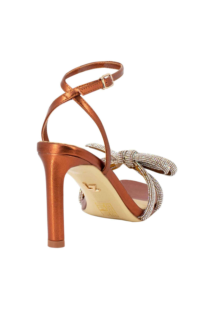 Lisboa Sandali donna in pelle bronzo con gioiello e tacco alto 248Z19BK 601 Lola Cruz 