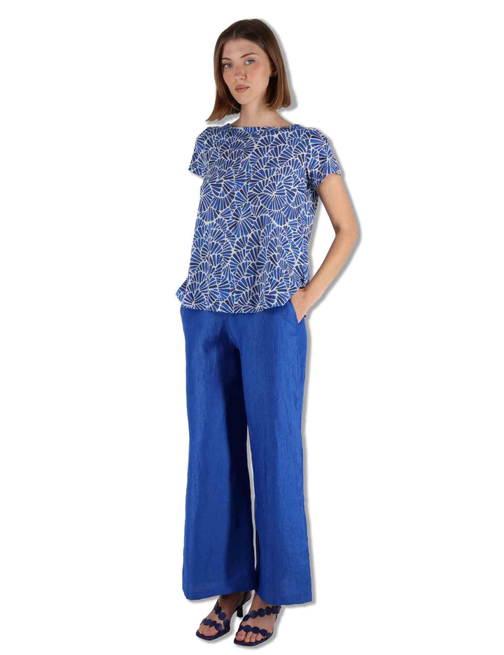 T-Sshirt donna Summer Nomade Prints in cotone blu a fantasia JK029570673 D8090 Maliparmi 