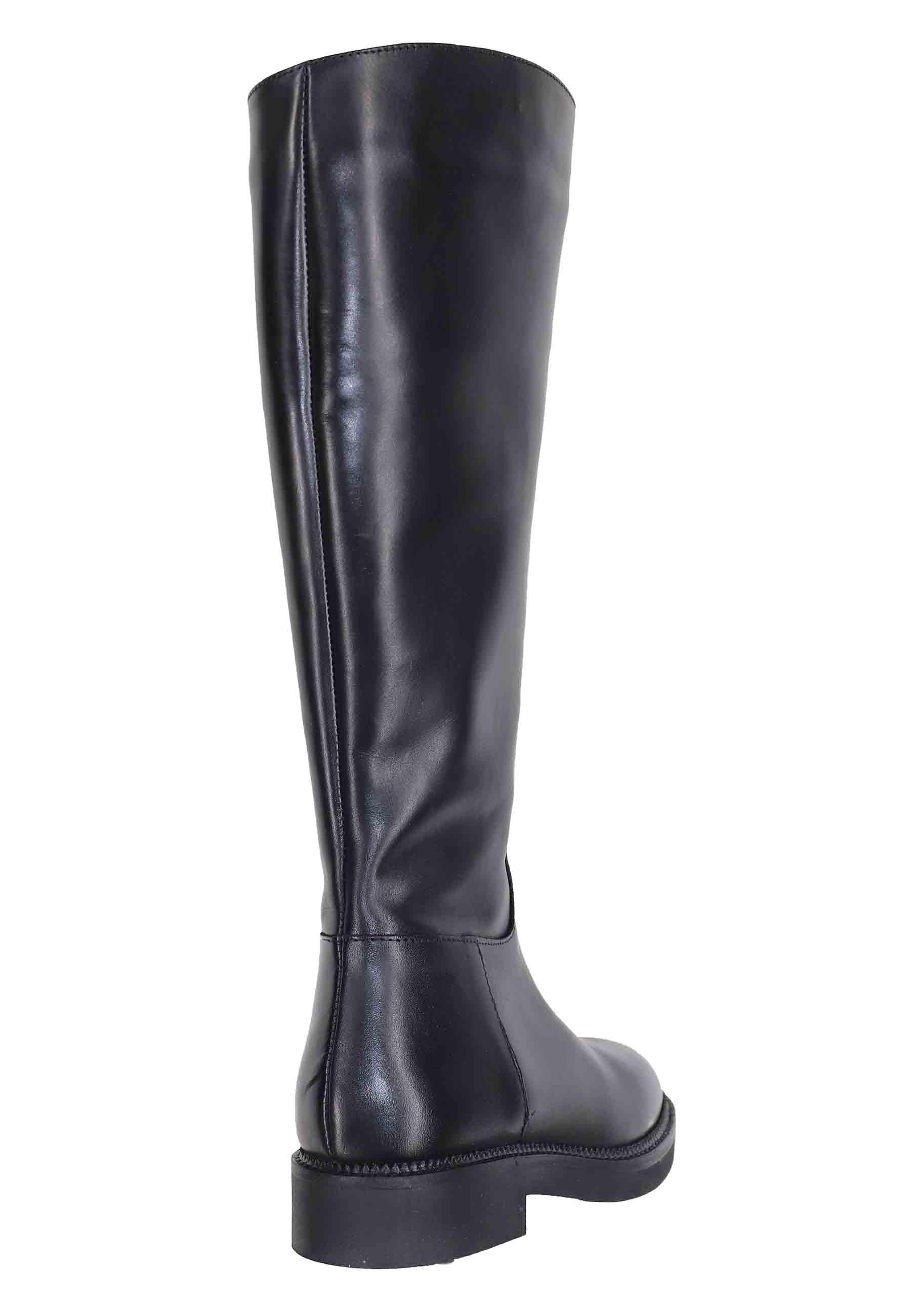 Stivali donna in pelle nera con tacco basso e punta tonda SPD2014 001 Spatarella 