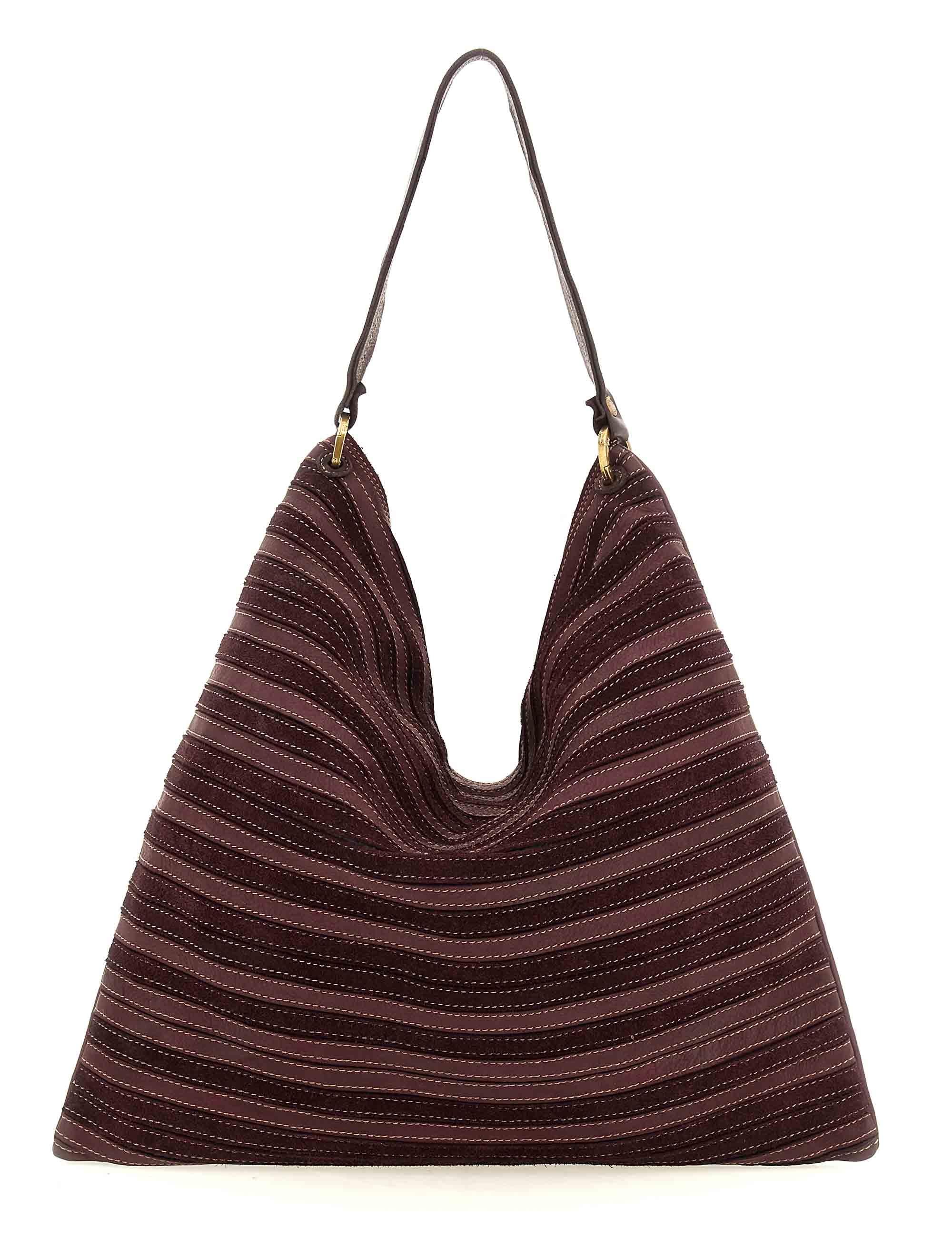 Borse a spalla maxi Ada in pelle e camoscio prugna Donna L012943ND X2917 C3507