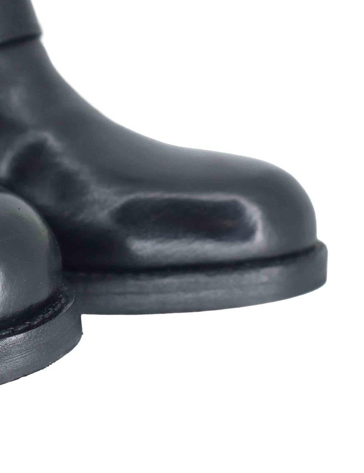 Stivaletti donna in pelle nera con tacco basso e cinturini 252-22-23 BLACK Zolfo 