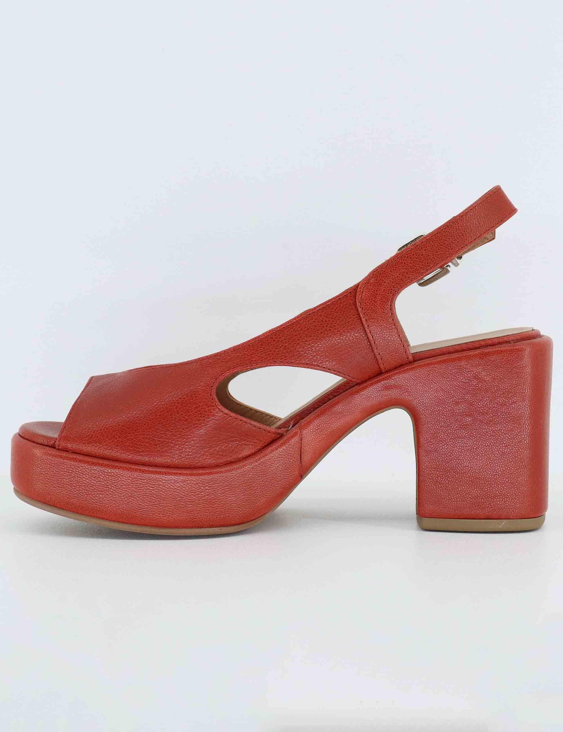 Sandali slingback donna in pelle rossa con zeppa 3020 3 Gianmarco Sorelli 
