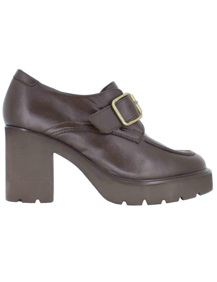 Mocassini donna in pelle testa di moro con fibbia laterale KILLEN STT WENGUE Unisa 