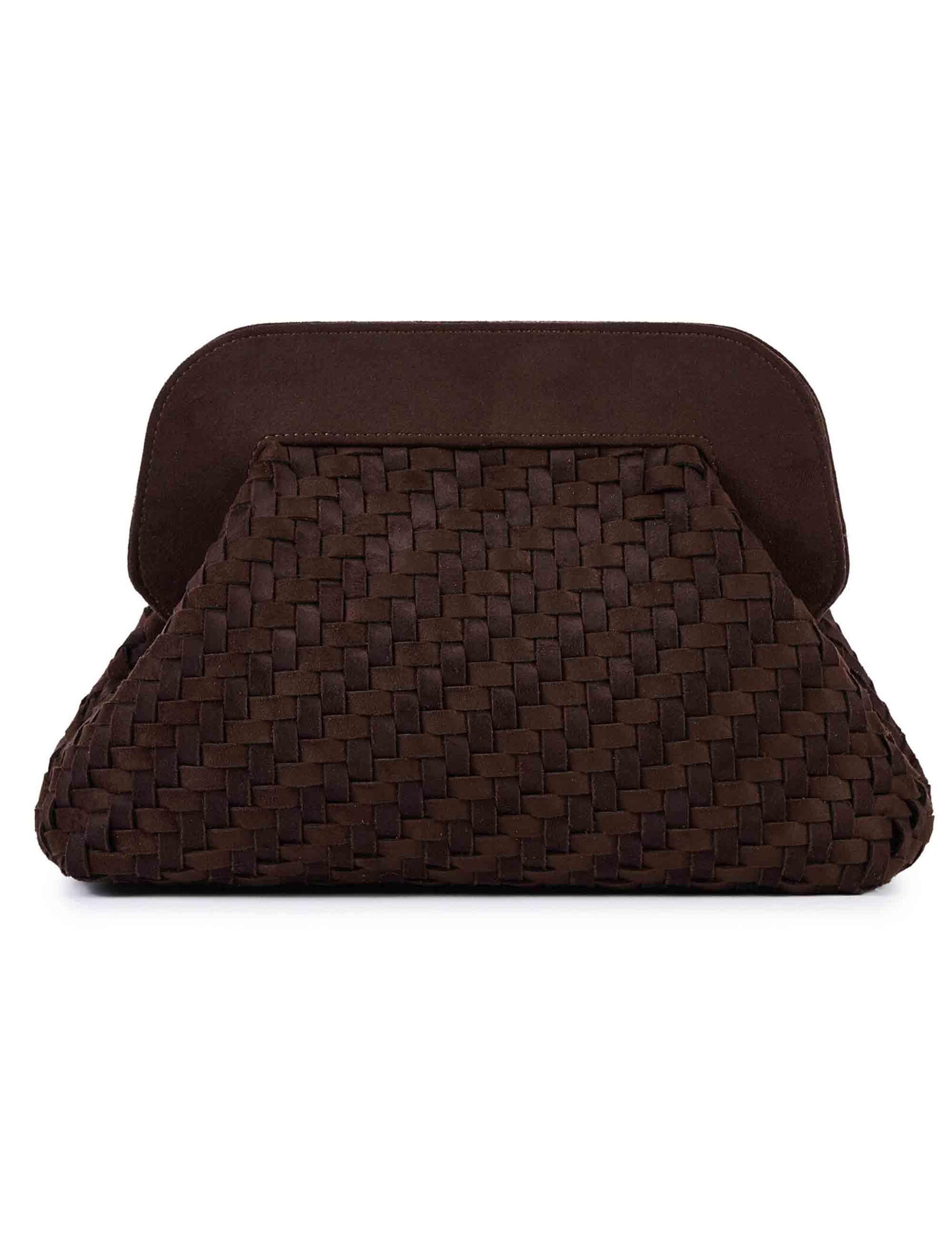 Borse donna in eco camoscio intrecciato marrone con tracolla removibile RACHEL D01 Via Mail Bag 