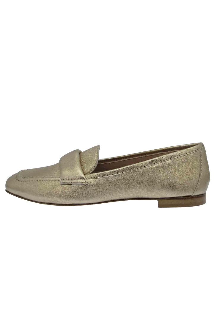 Mocassini donna in pelle laminata oro tacco basso Z406 301 Spatarella 