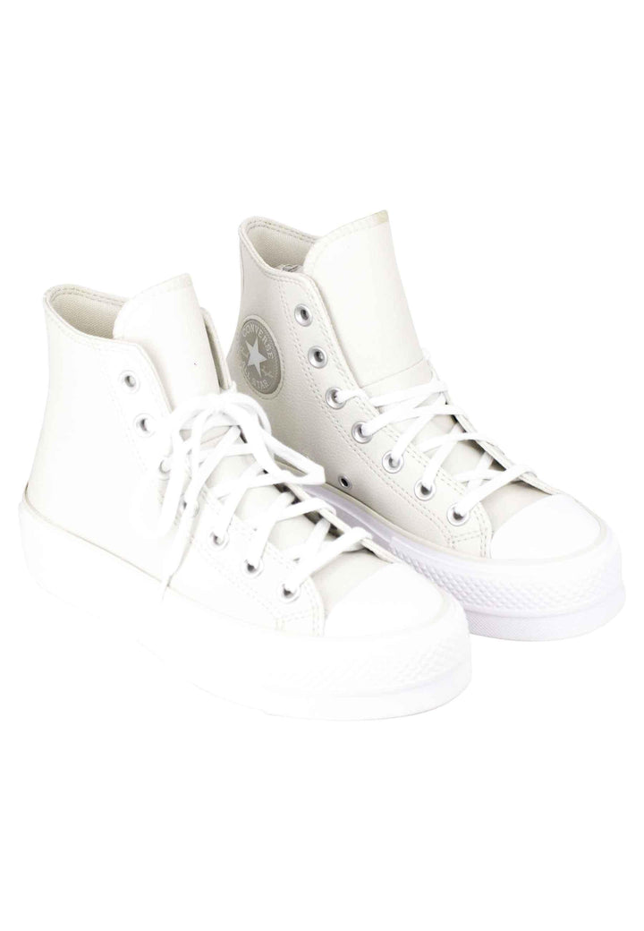 Sneakers donna Chuck Taylor Pearl Patchin pelle avorio fondo zeppa alto Chuck Taylor All Star Pearl Patch A00902C Converse 