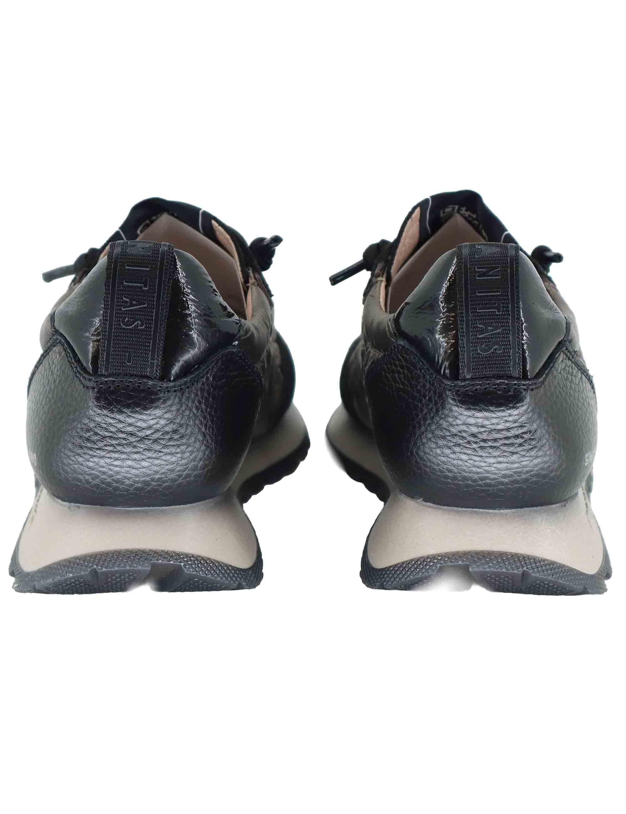 Sneakers donna in camoscio nero e tessuto con suola running HI254209 C002 Hispanitas 