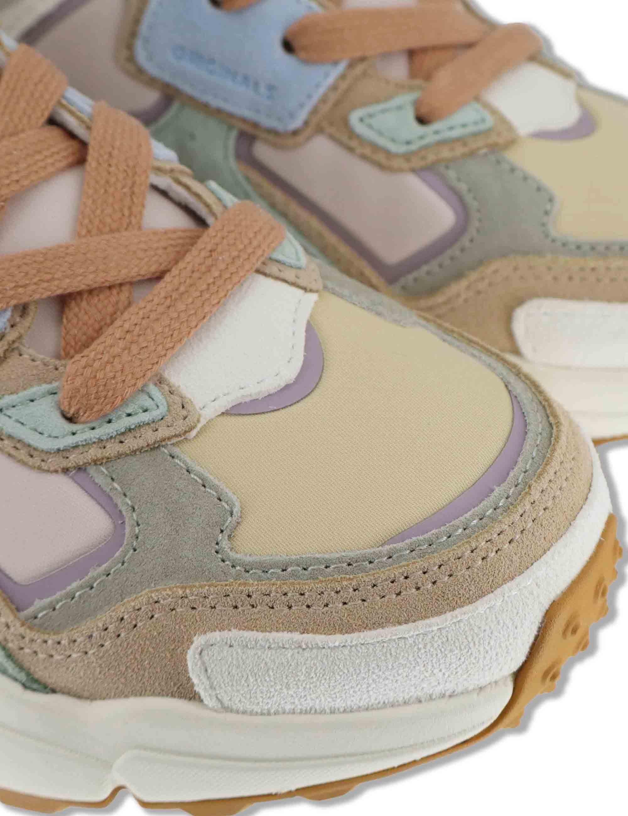 Sneakers donna in pelle e tessuto rosa con suola alta GARNER 072 Colmar 