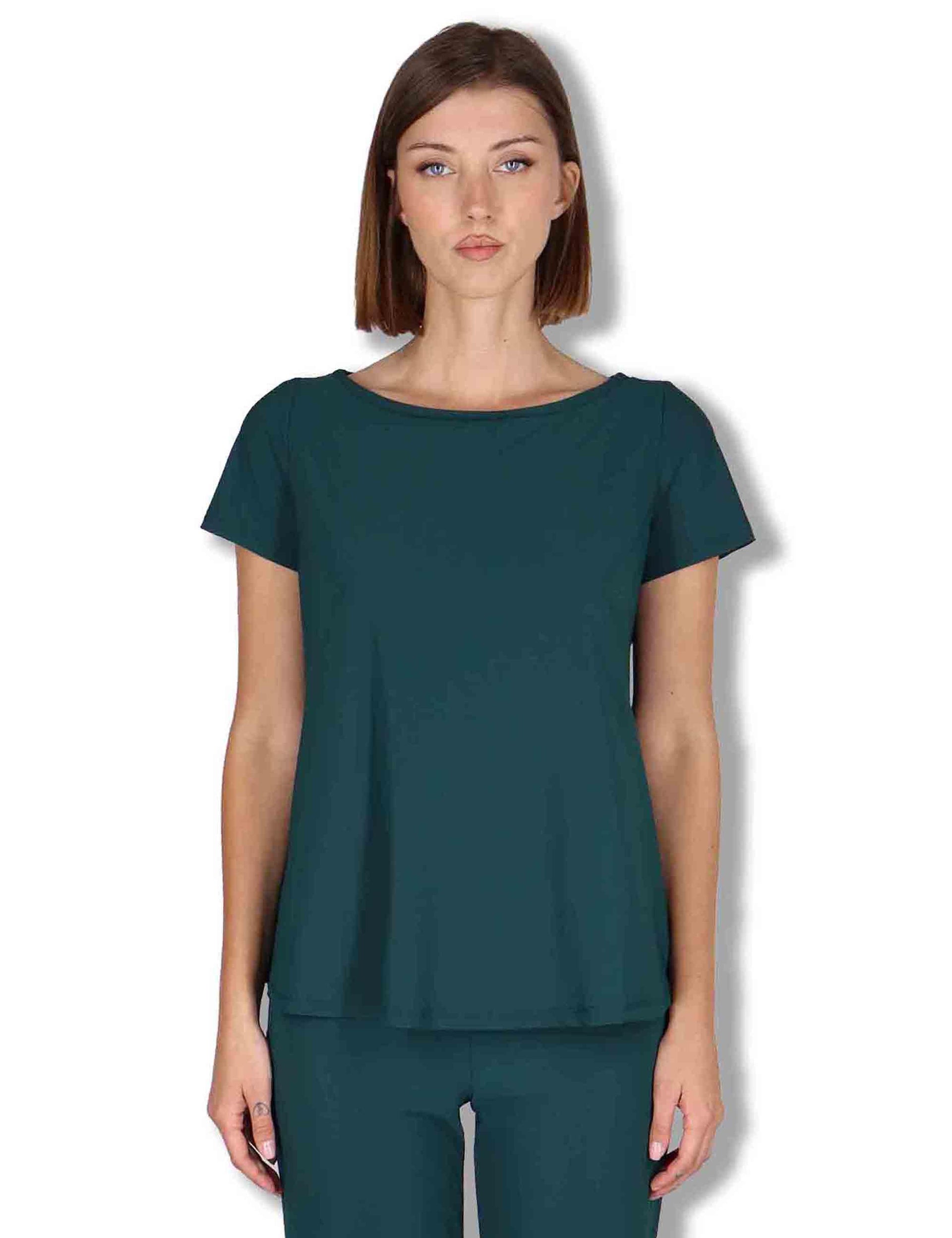 T-Shirt donna Soft in jersey verde mezza manica JK028170210 60050 Maliparmi 