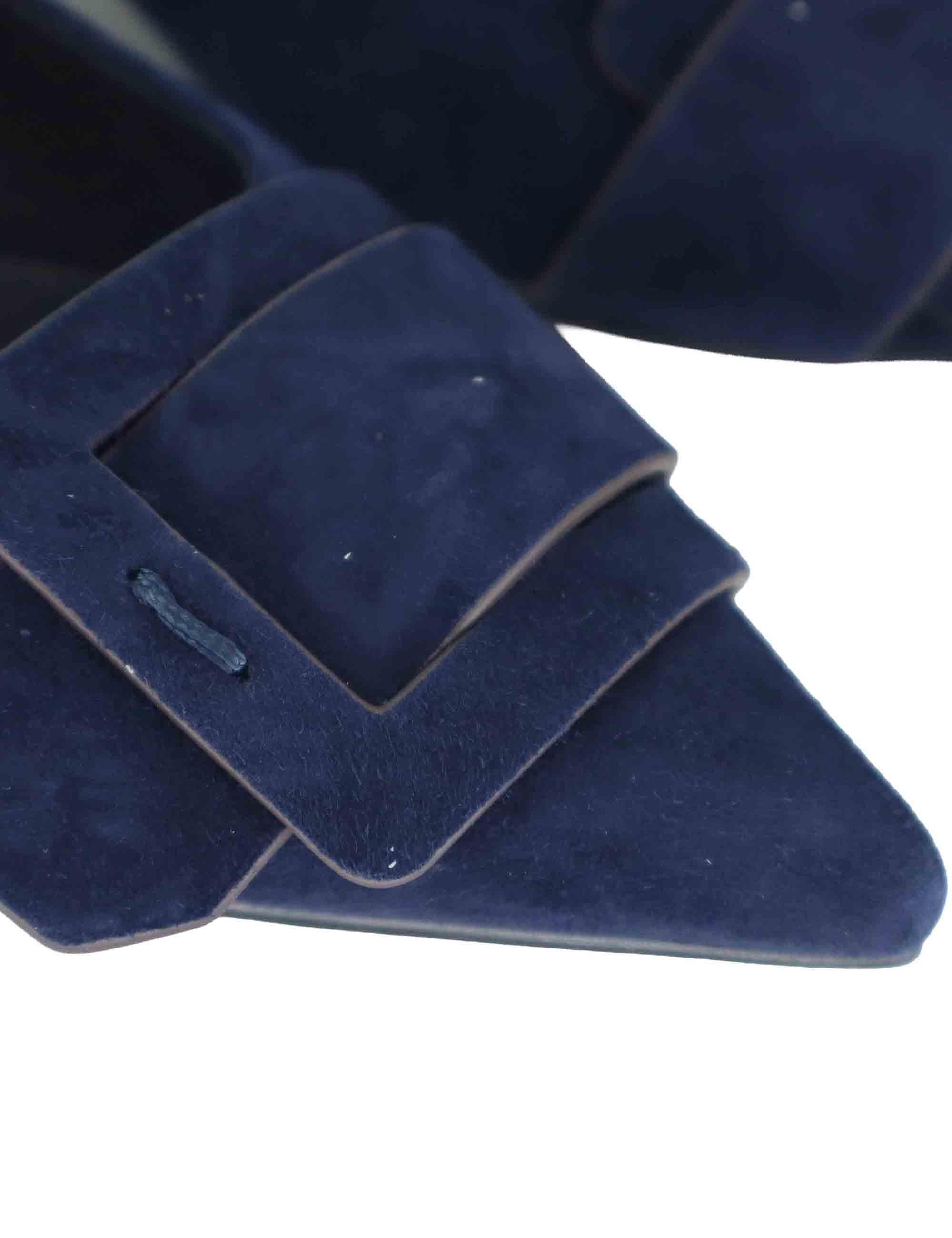 Decollete donna in camoscio blu con tacco medio e fibbia anteriore 636Z30VK 10 Bibi Lou 