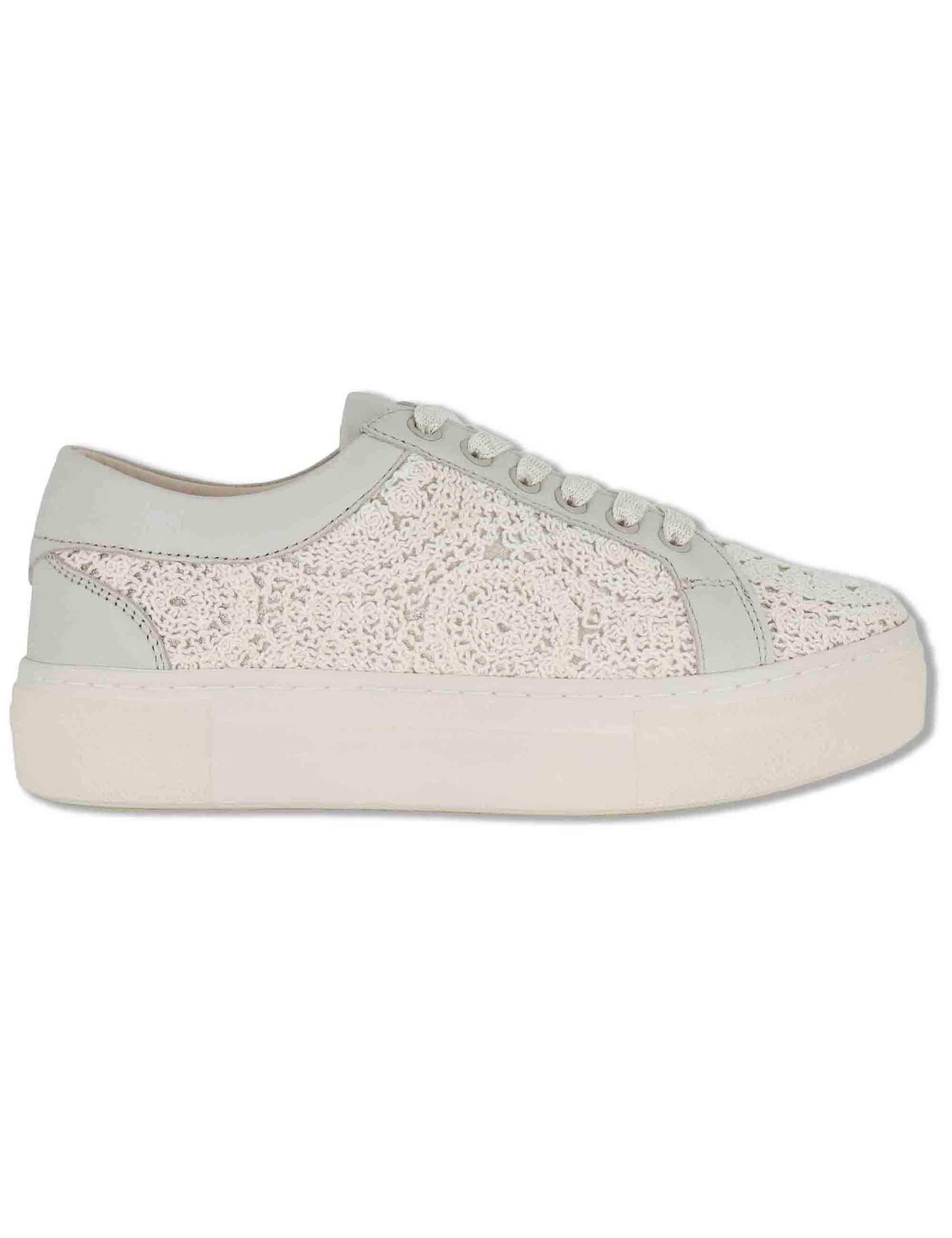 Sneakers donna in rafia off white e pelle con suola in gomma SP60038 016 Spatarella 