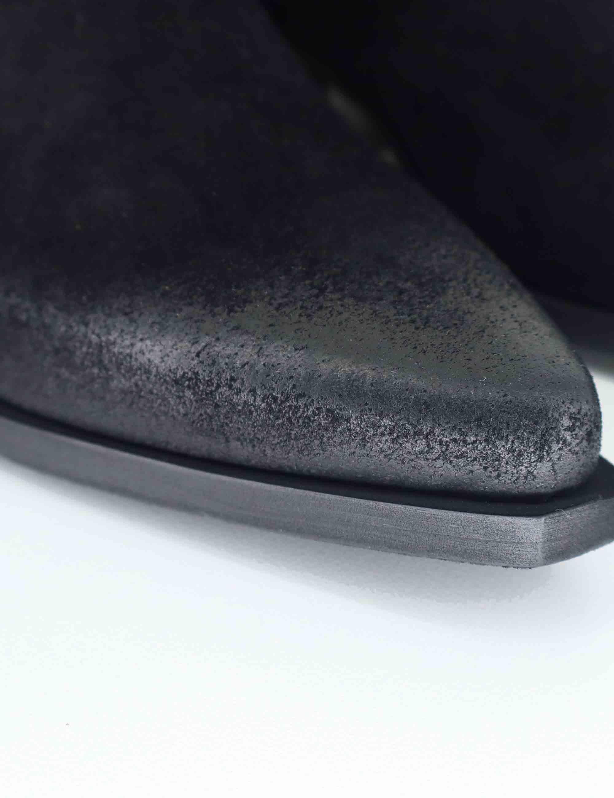 Stivaletti texani donna realizzati in crosta vintage nera e tacco messicano SPDX380 001 Spatarella 