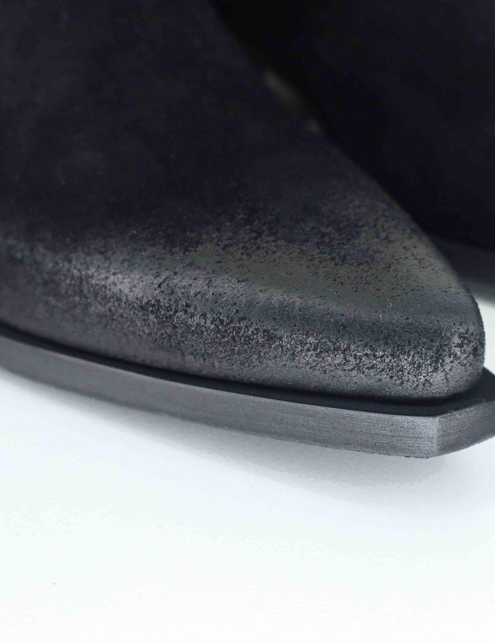 Stivaletti texani donna realizzati in crosta vintage nera e tacco messicano SPDX380 001 Spatarella 