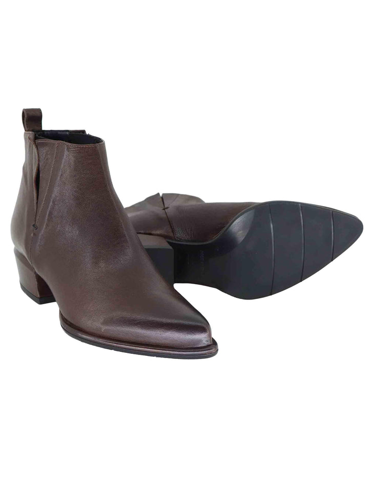 Stivaletti texani donna in pelle marrone con tacco basso SP1065 014 Spatarella 