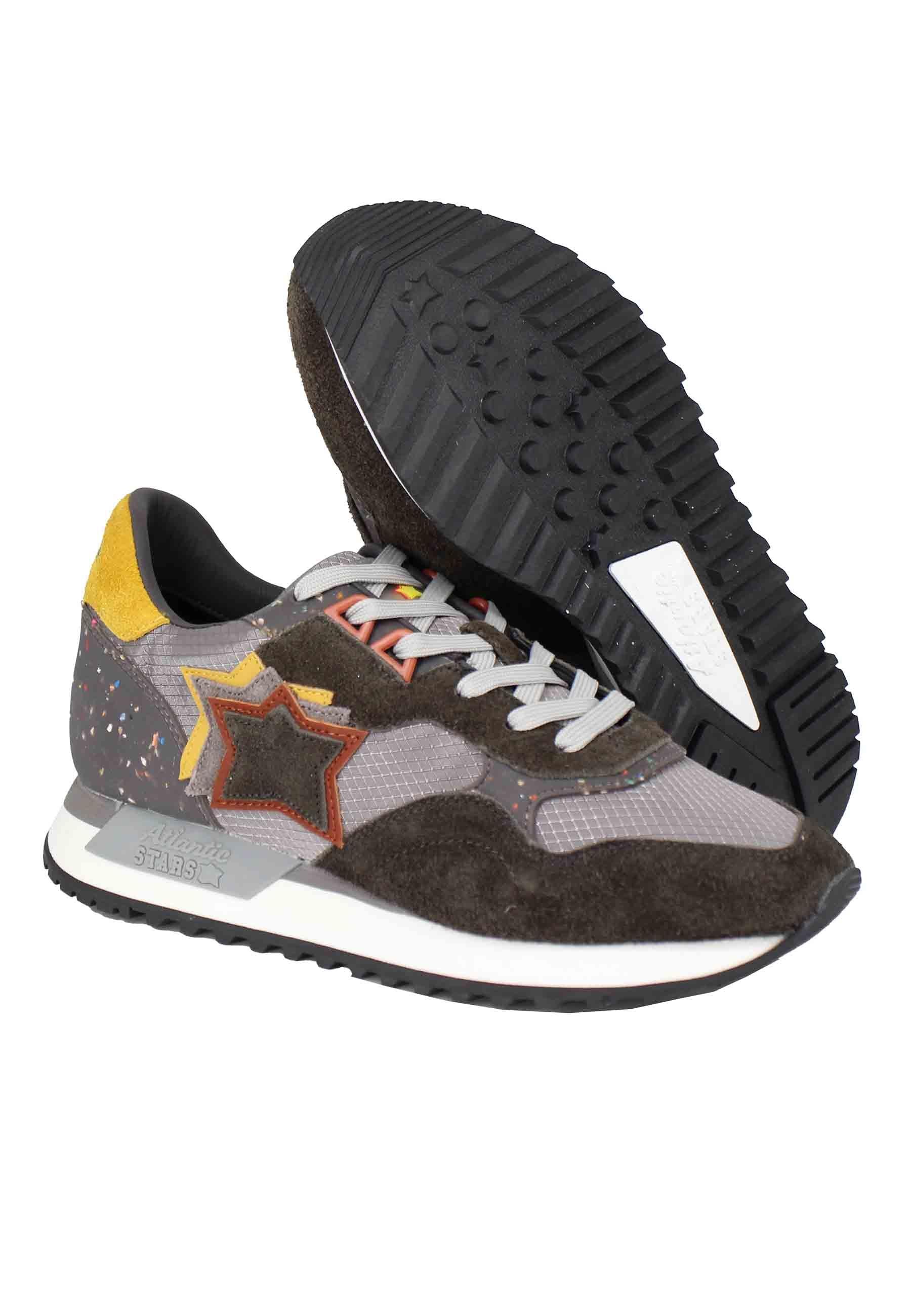 Sneakers Draco uomo in pelle e tessuto grigio con stelle in tinta DRACOC GCFYDR21 Atlantic Star 