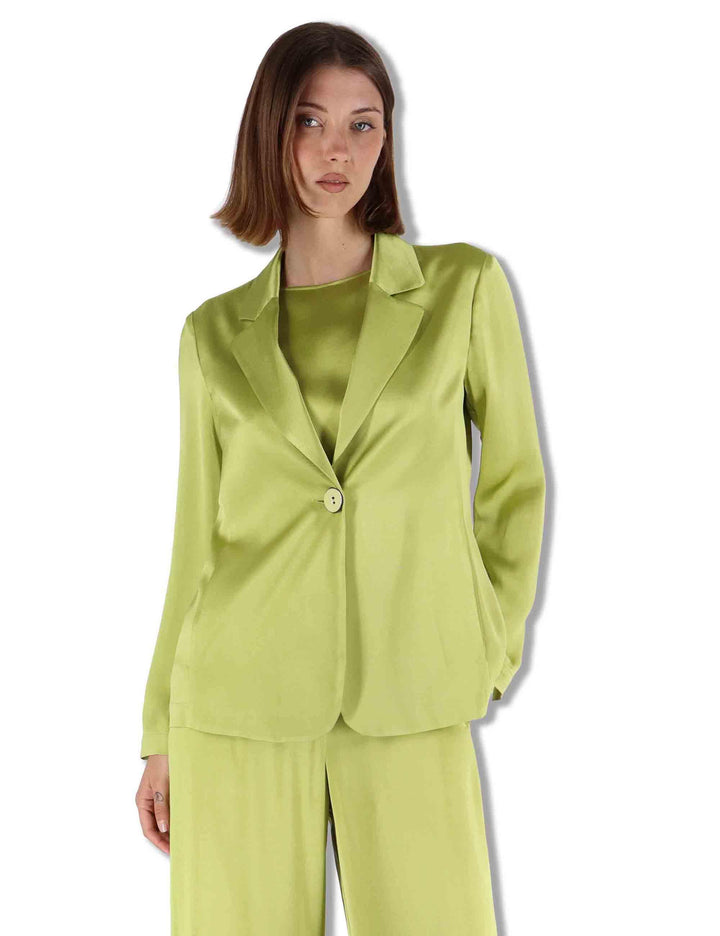 Giacche donna Shiny in cady verde monopetto JD648250631 60109 Maliparmi 