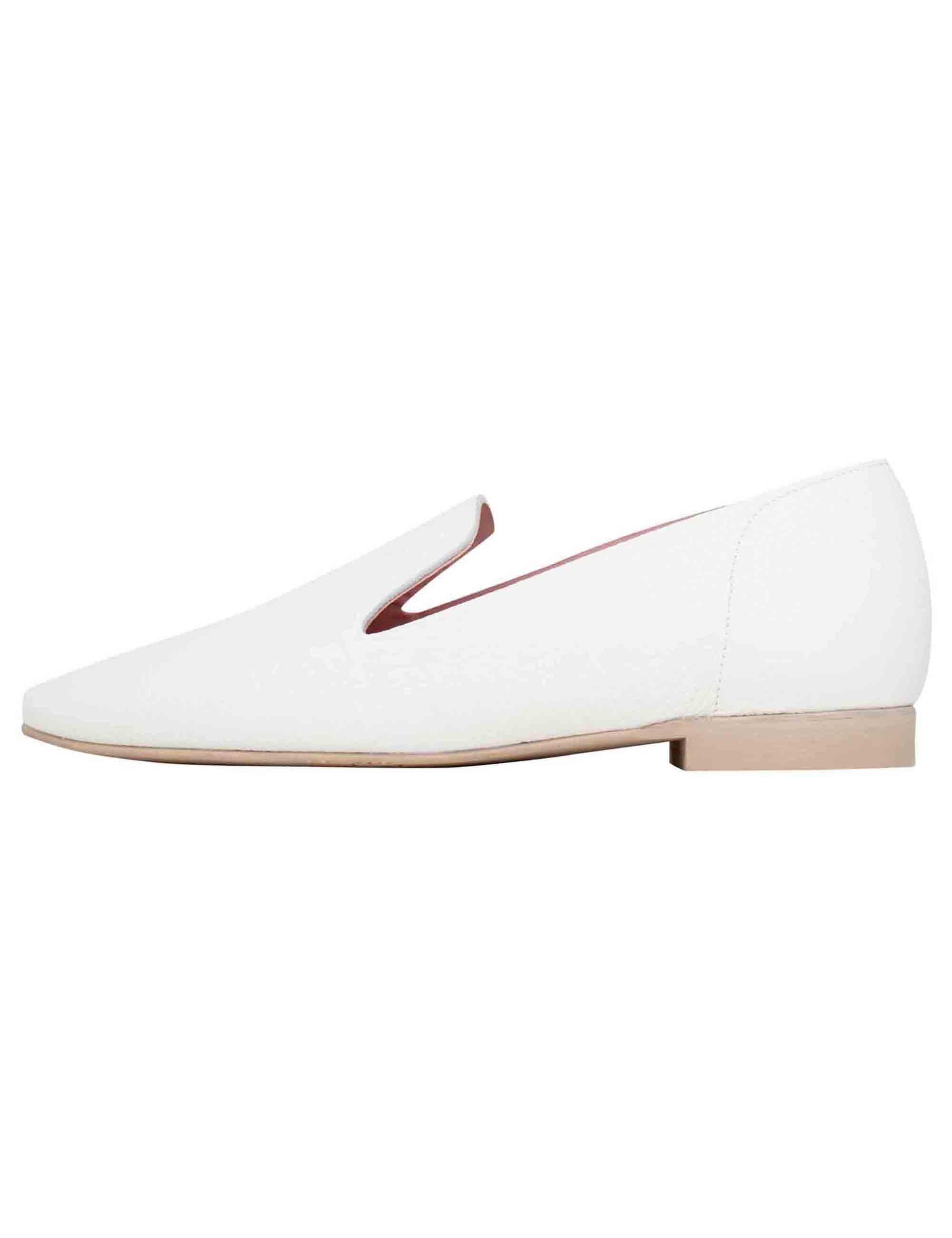Mocassini donna in pelle bianca con punta tonda 7134 100 Ras 