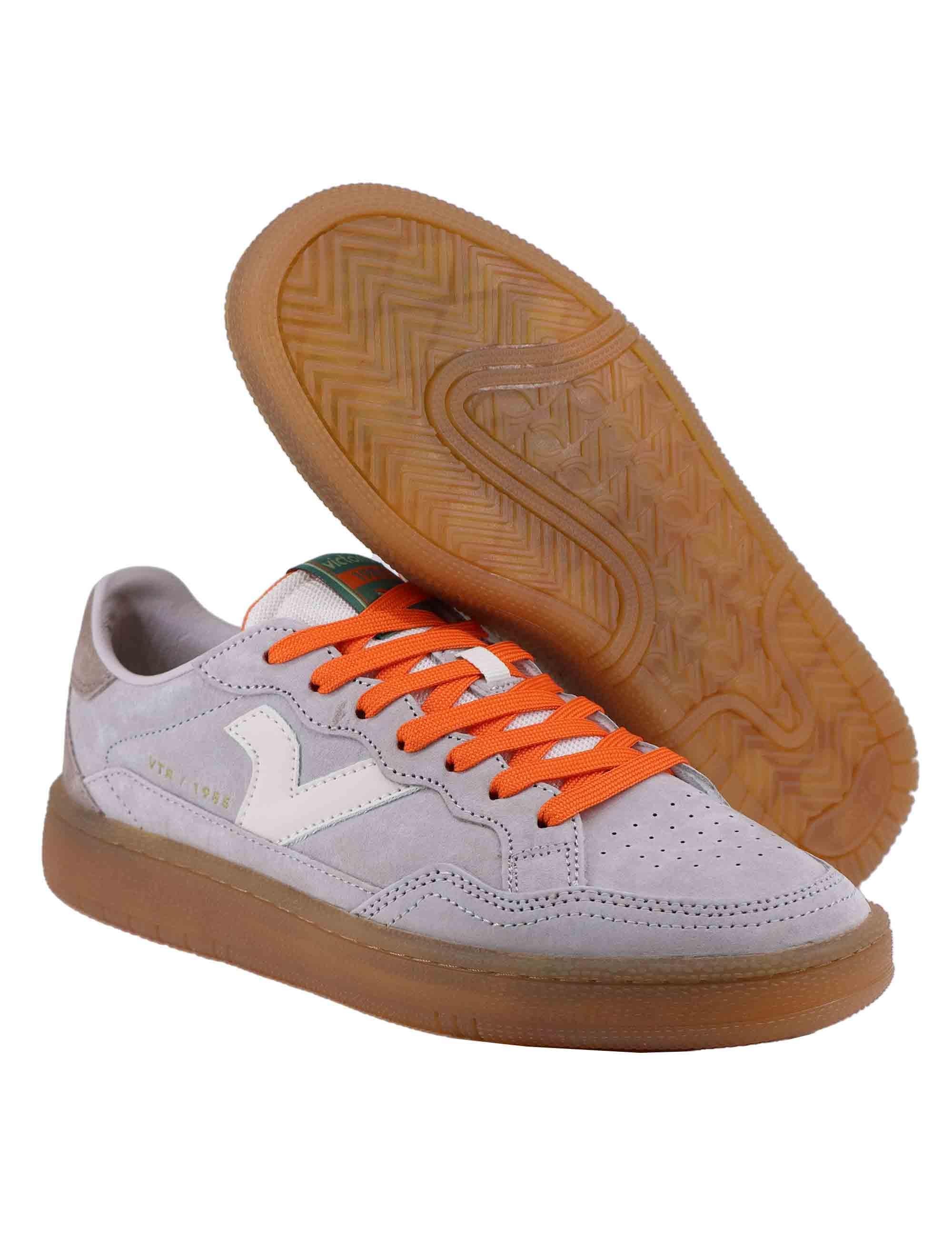 Sneakers uomo in pelle taupe con ripoti in contrasto 8806107 Taupe Victoria 