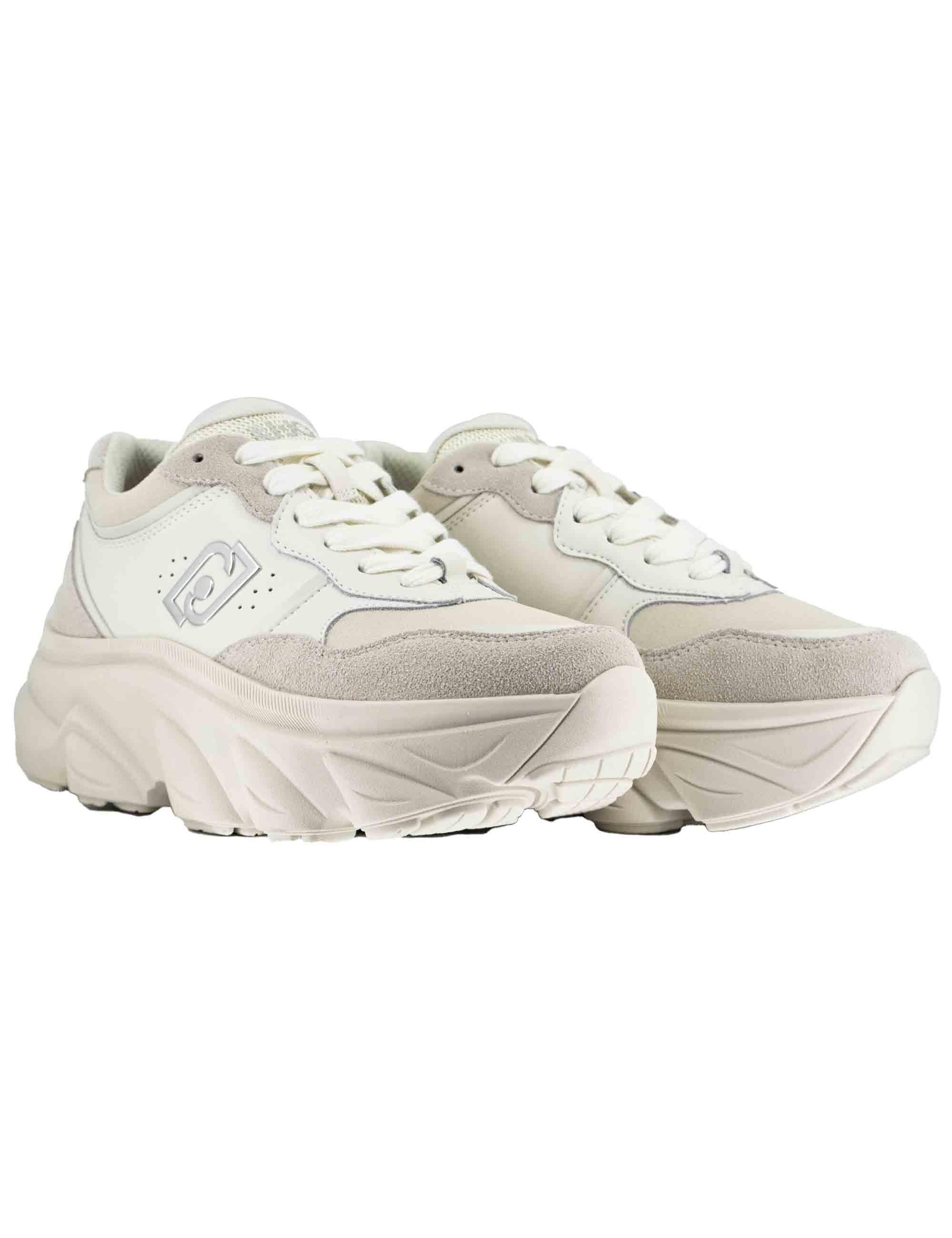 Sneakers donna Steffy 01 in pelle off white con suola alta in gomma 5 cm BF5061P0304S1400 Off White Liu-Jo 