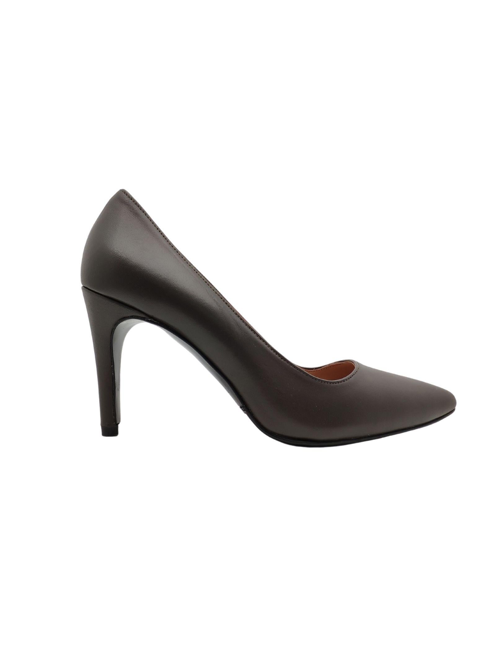 Calzature Donna Décolleté In Pelle Tortora Con Tacco Alto M502 TORTORA Spatarella 