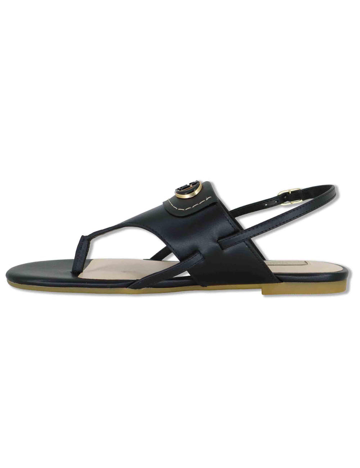 Sandali slingback donna in pelle nera con fibbia e tacco basso SANDY 10 BLACK Liu-Jo 