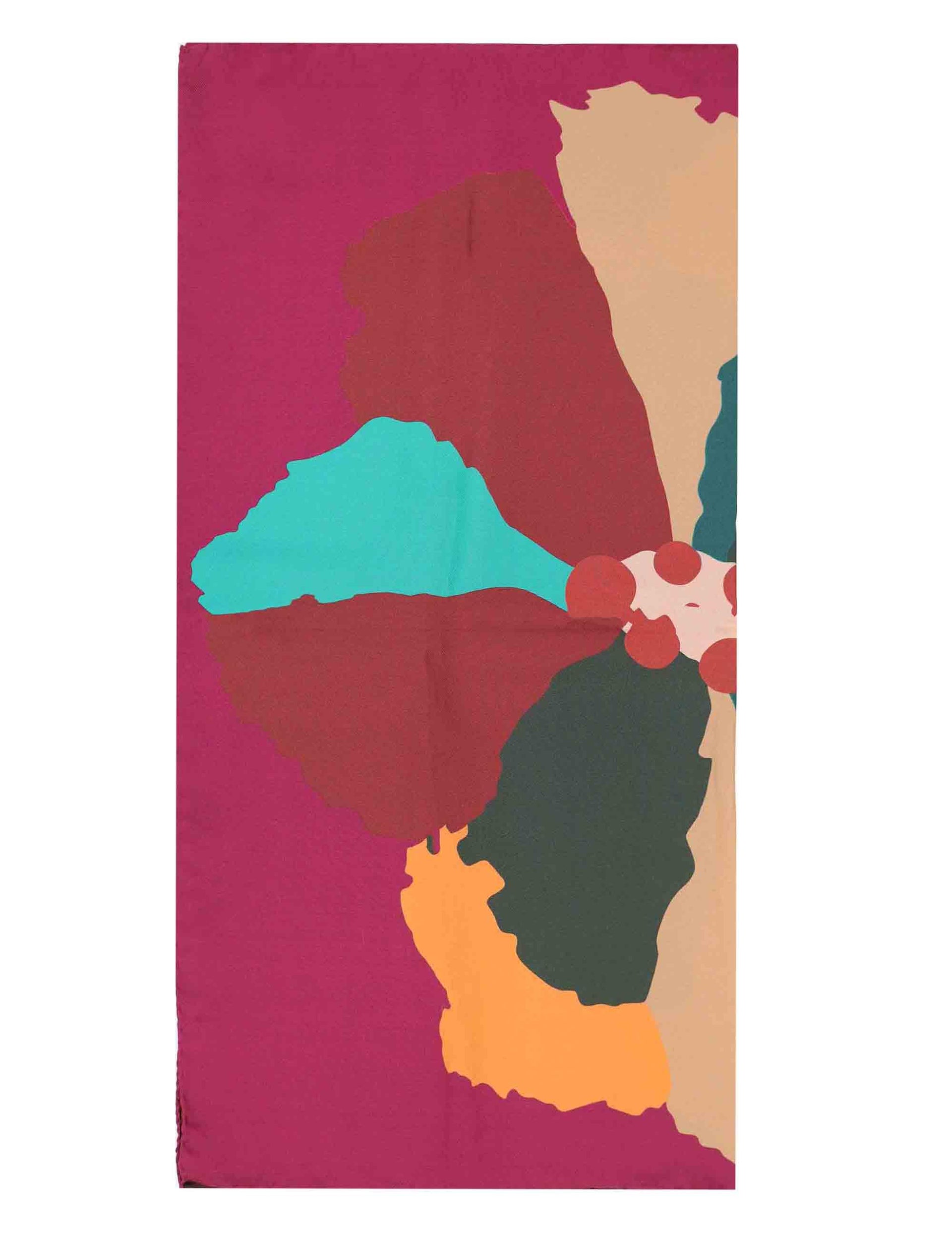 Foulard donna in pura seta fuxia con stampa floreale DK574 70263 1 BARBIERI 1945 