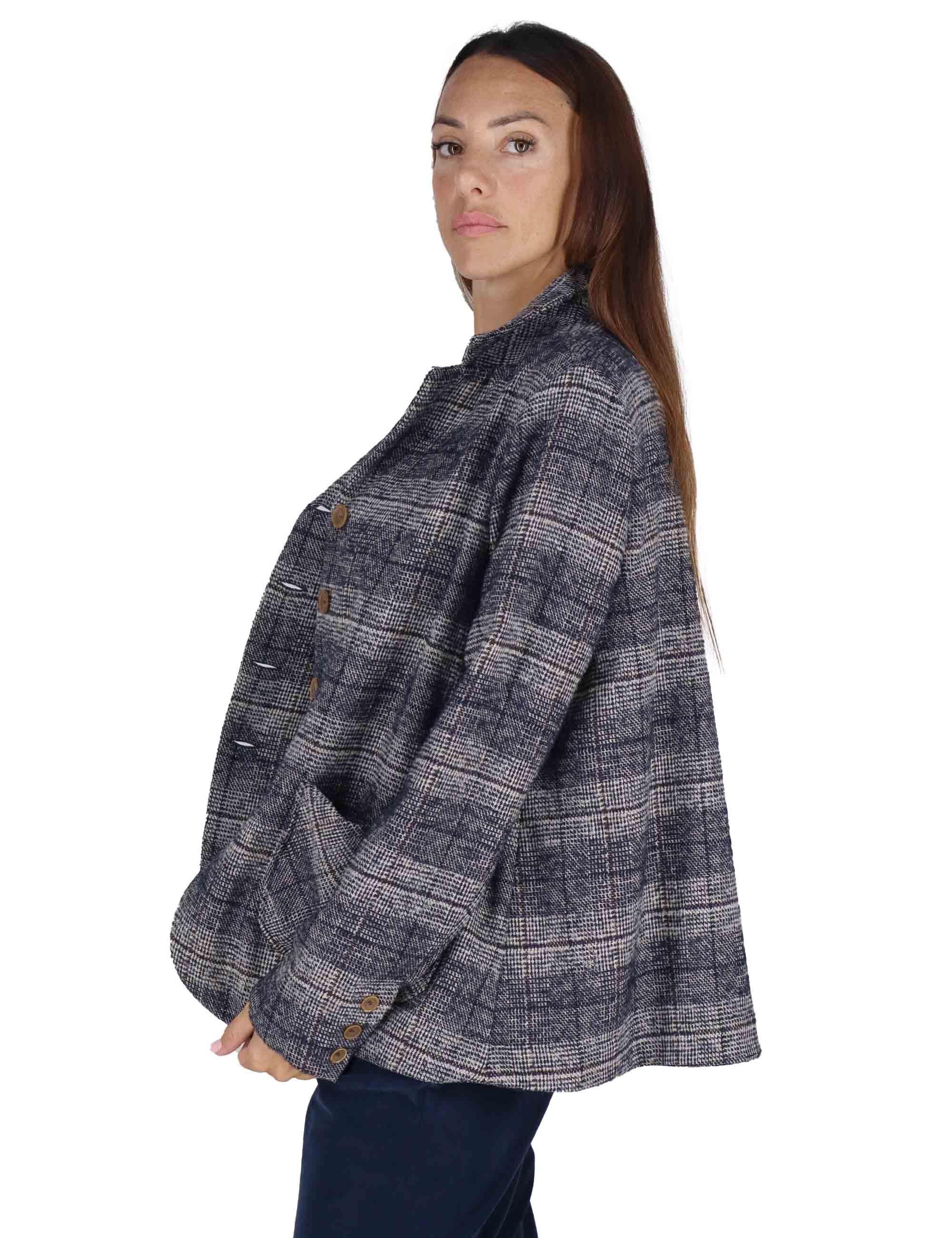 Giacche donna moopetto in misto lana blu 3W25-BICE GALLE NIGHT TreBarraBi 