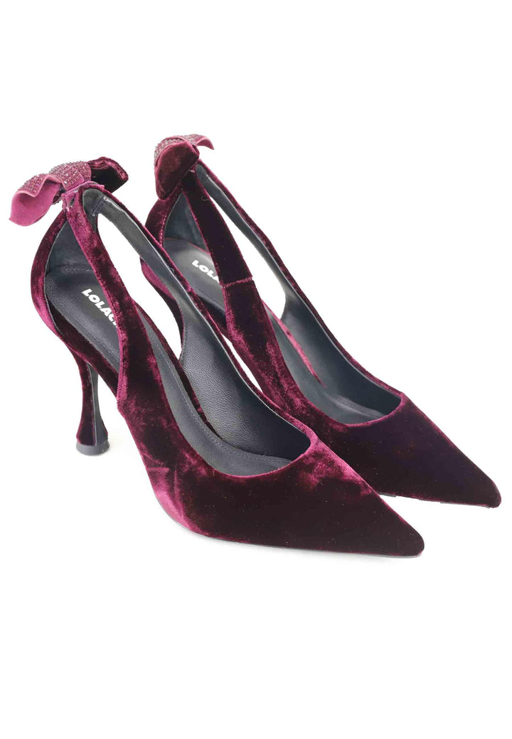 Decollete donna in velluto viola con fiocco in strass Persan 338Z70BK 037 Lola Cruz 