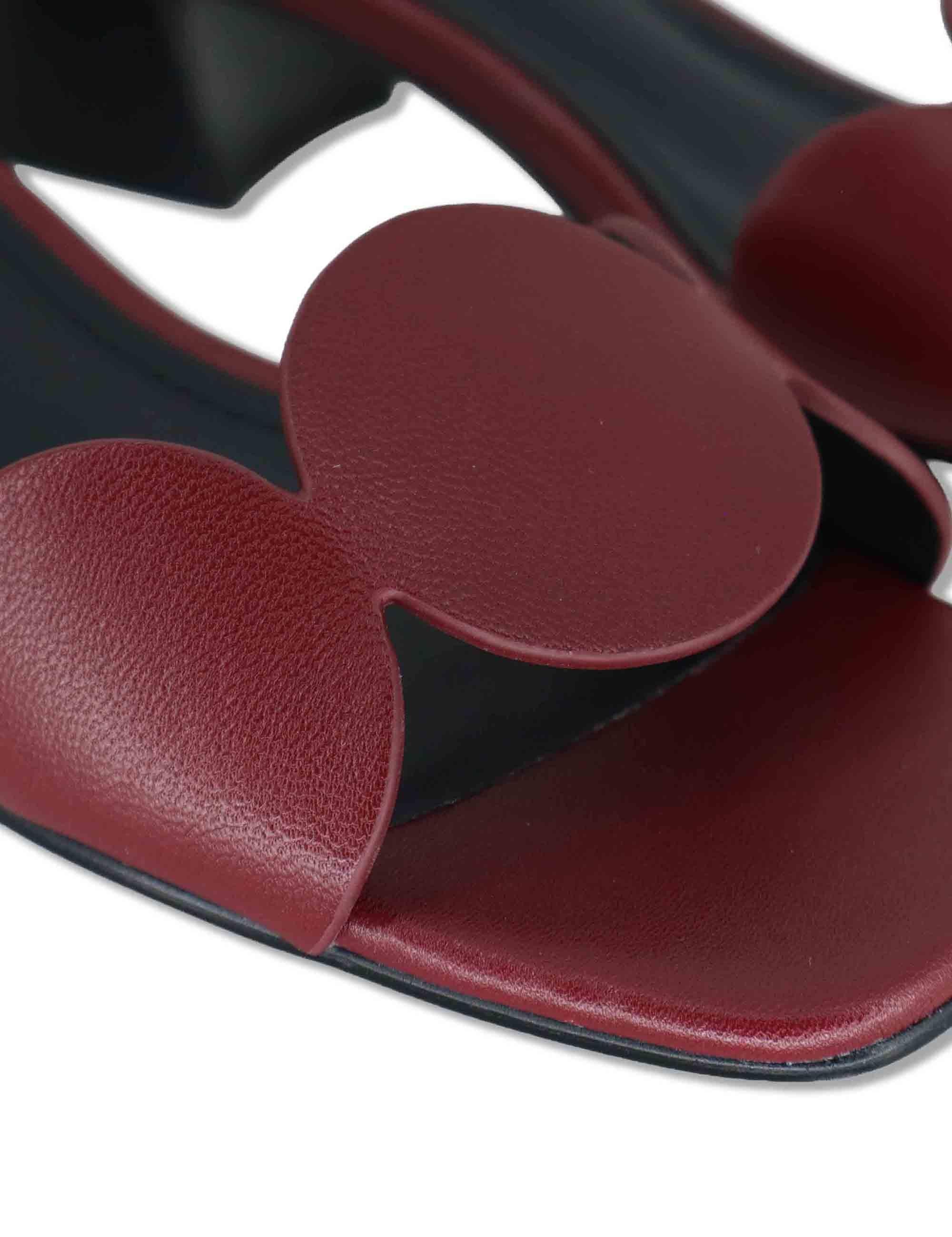 Sandali donna in pelle bordeaux con cinturino alla caviglia e tacco basso Onami 623Z10VK 40-BURGUND Bibi Lou 