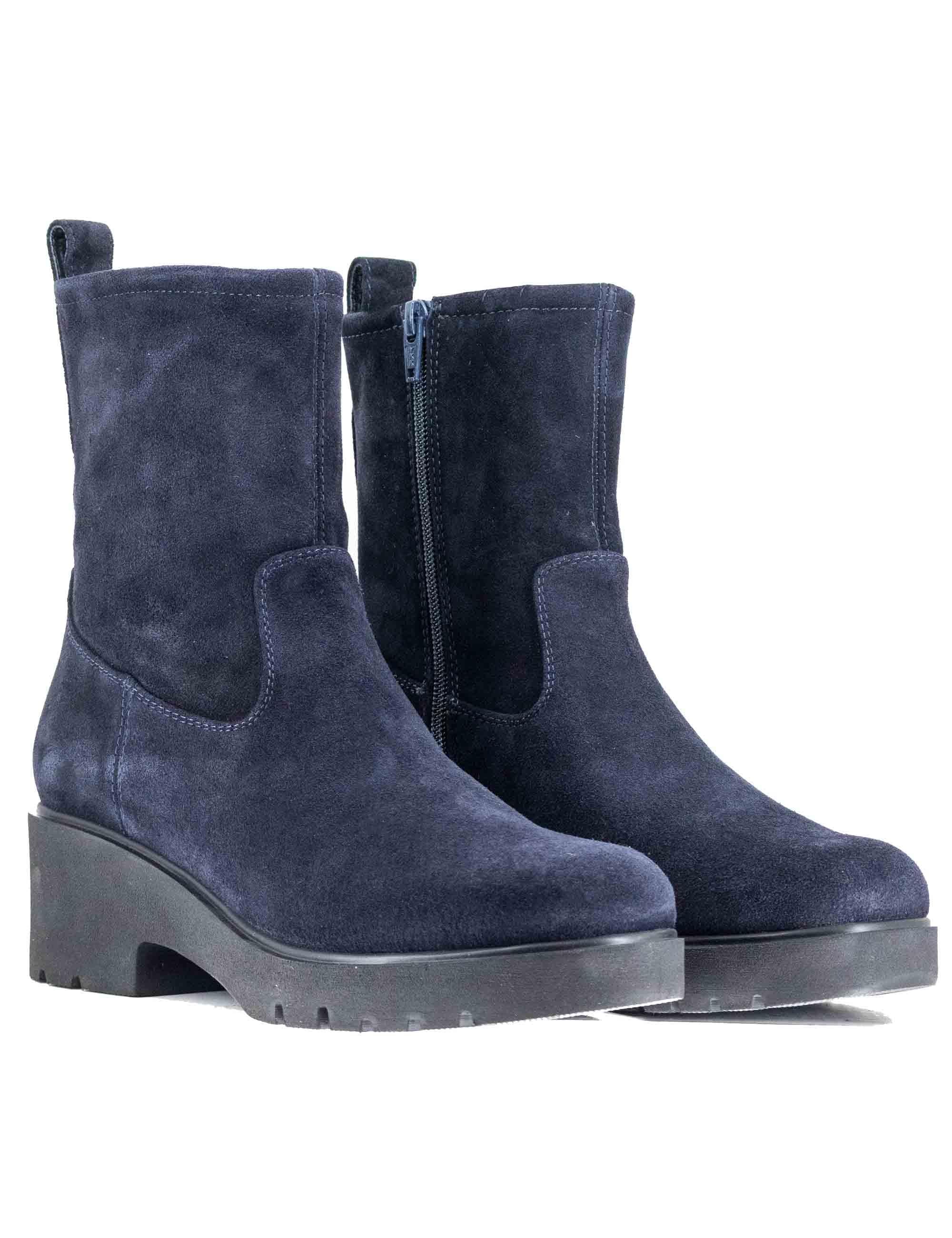 Stivaletti donna in camoscio blu con suola in gomma JAVITO BS NAVY Unisa 