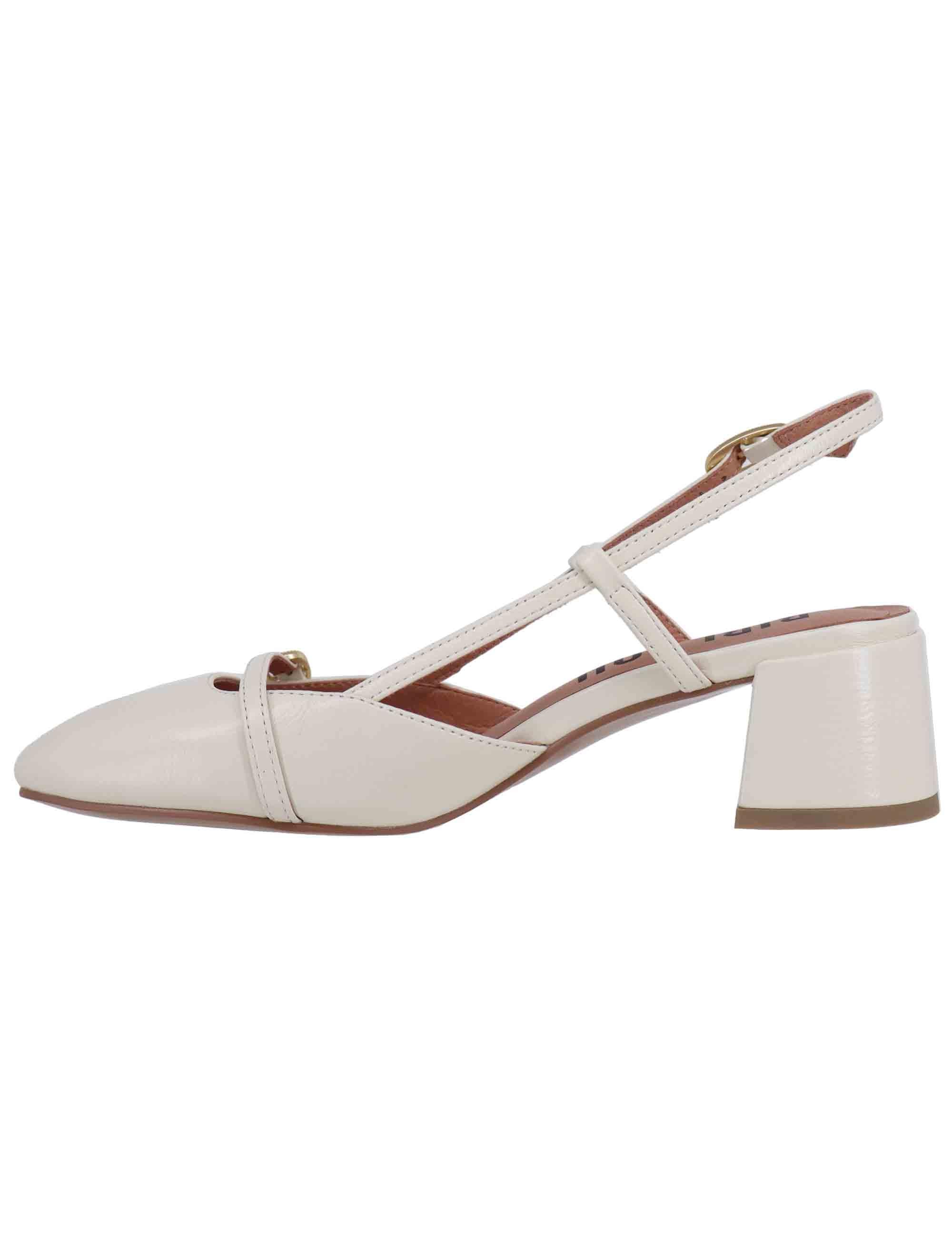 Slingback Patty donna in pelle bianco tacco medio 676Z45VK 100 Bibi Lou 