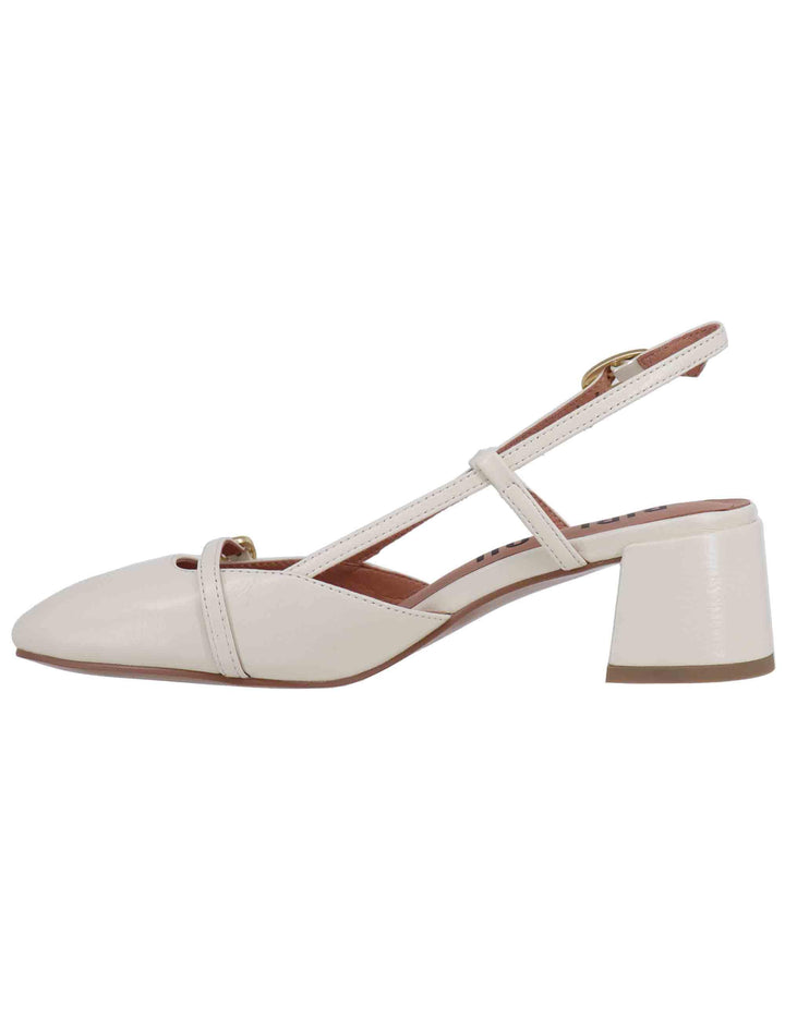 Slingback Patty donna in pelle bianco tacco medio 676Z45VK 100 Bibi Lou 