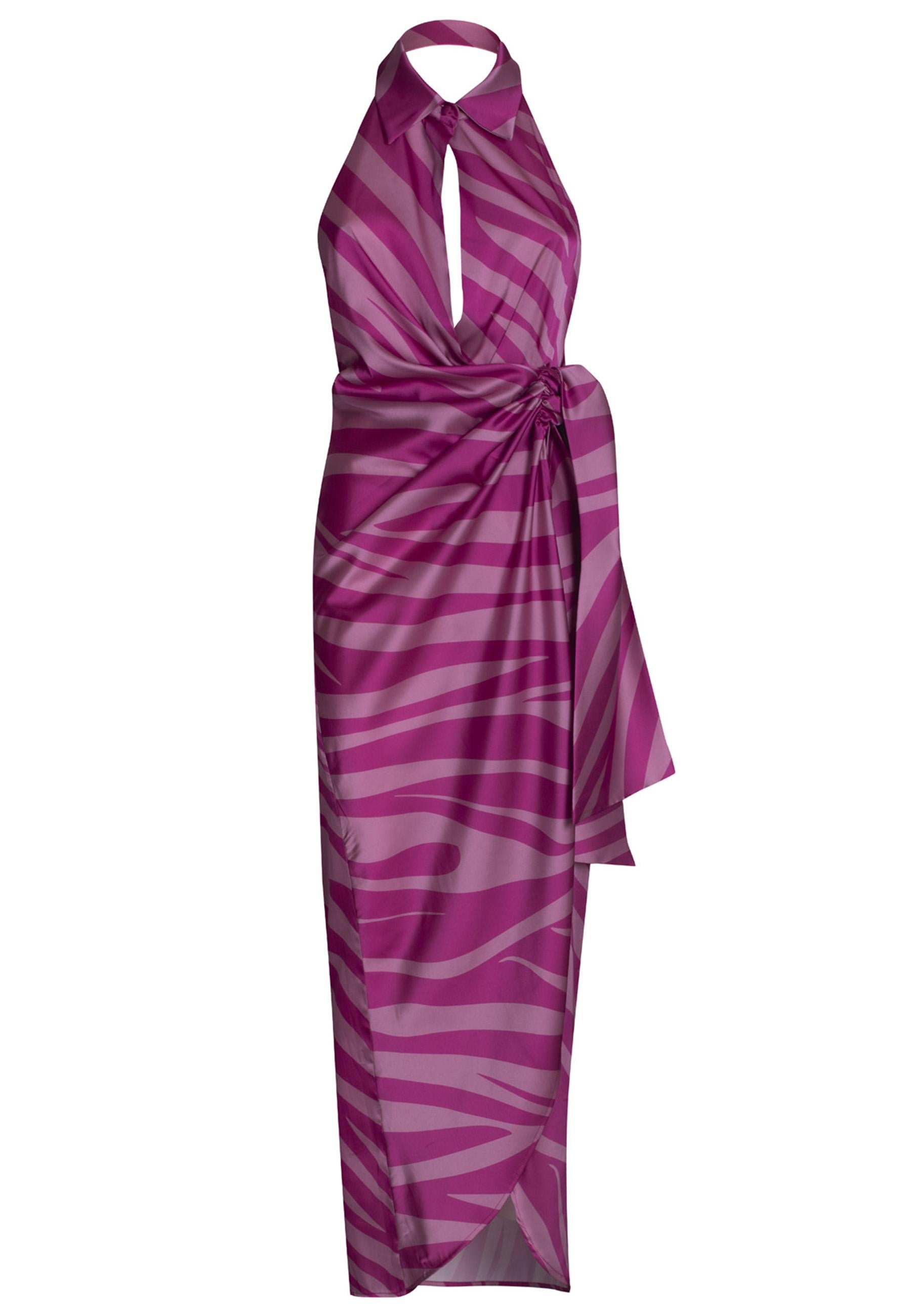 Abito lungo donna in tessuto fuxia con schiena scoperta THE NUIT SAFARI 053 Nineminutes 