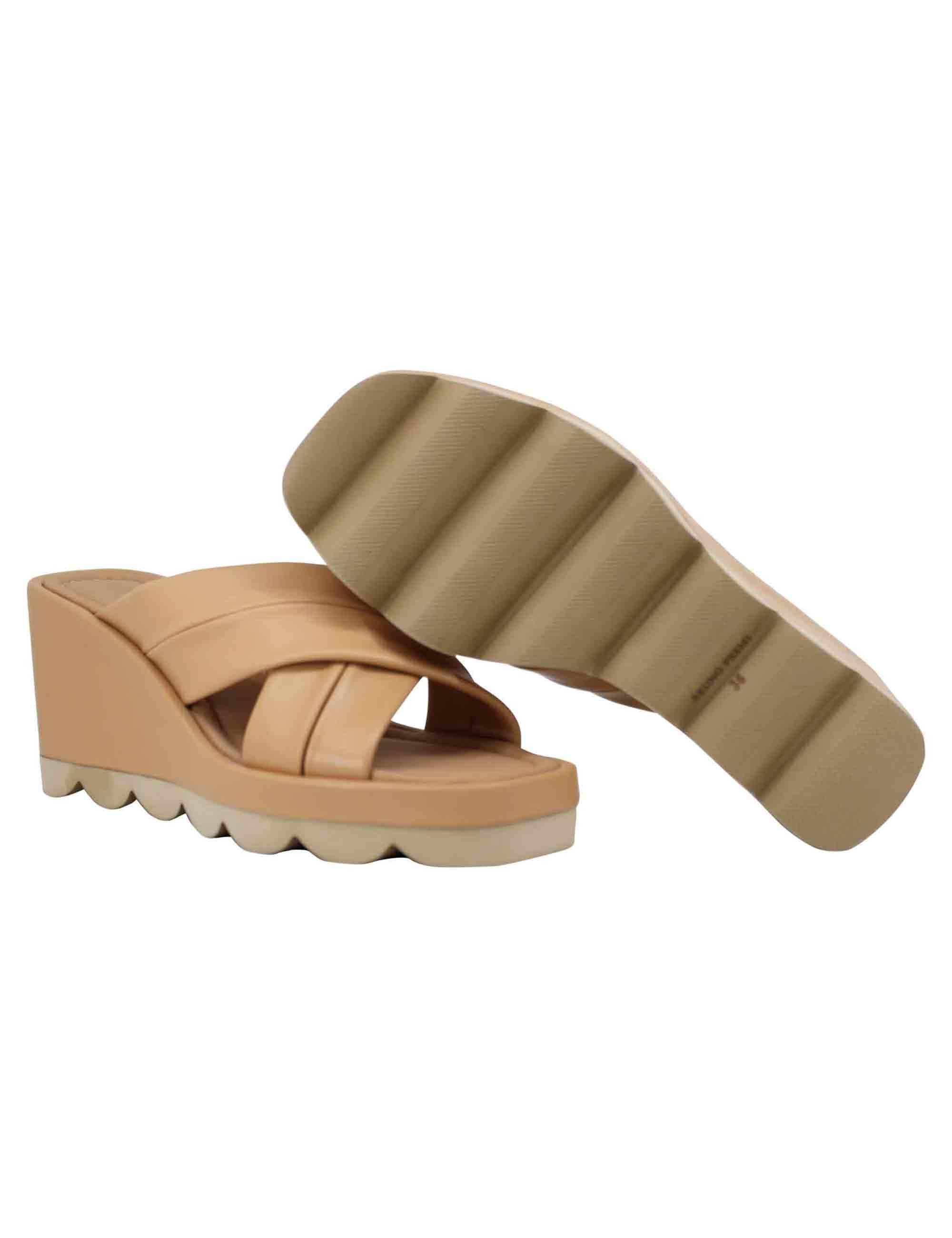 Sandali donna in pelle cuoio con zeppa alta e suola in gomma BH3408X 014 Bruno Premi 