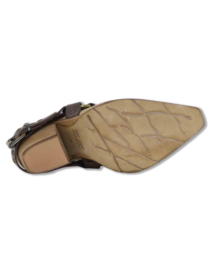 Sabot texani donna in camoscio taupe con tacco alto e cinturone SPXD878 029 Spatarella 