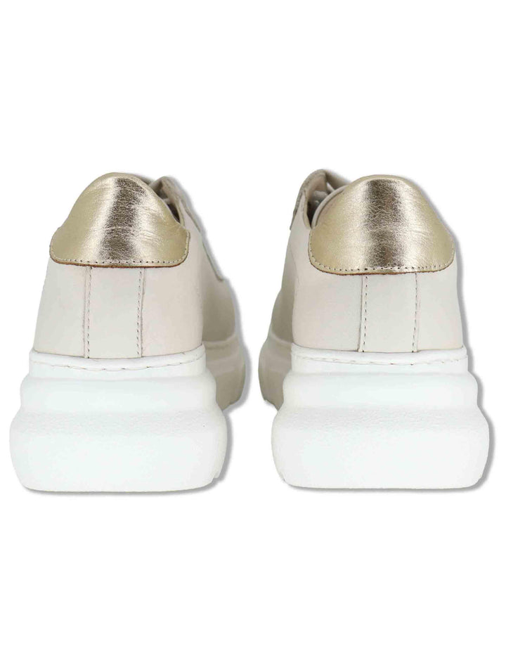 Sneakers donna in pelle off white con suola running alta in gomma SP60170 300 Spatarella 