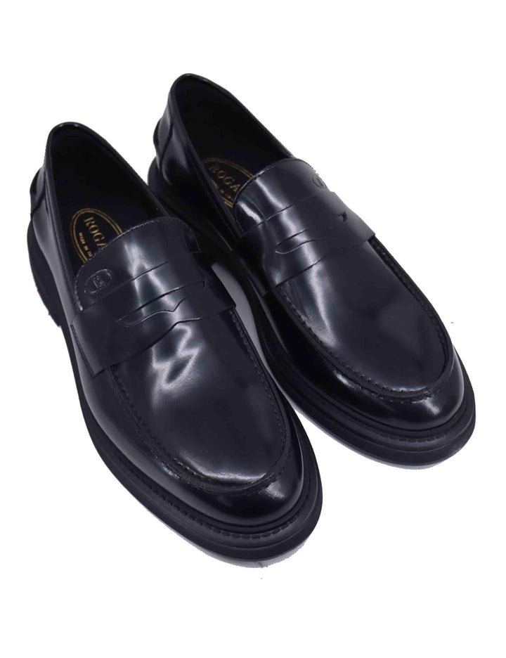 Mocassini uomo in pelle nera con suola in gomma CHIBA 1 001 Rogal's 