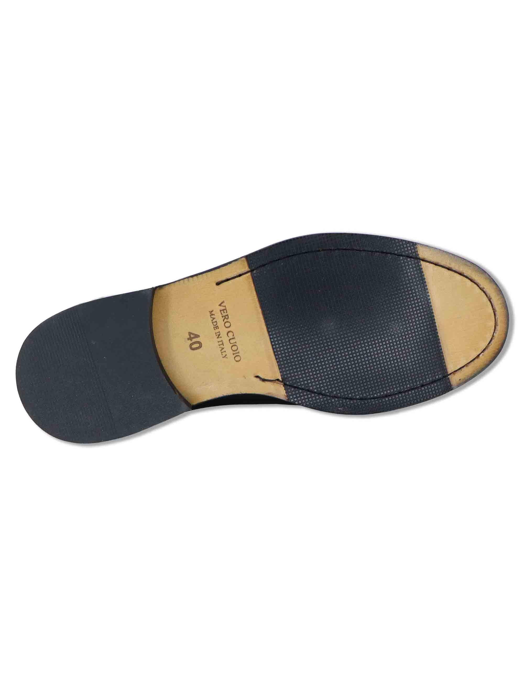Stringate uomo in pelle nera con suola in cuoio e gomma cucita SPDU603 001 Spatarella 