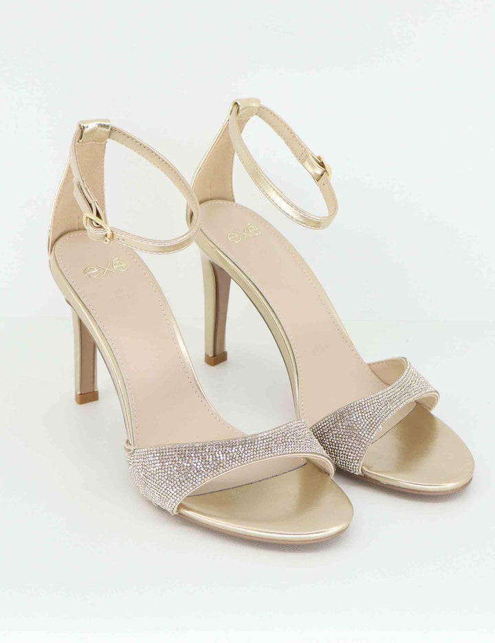 Sandali donna in strass oro tacco alto U4700353529B 335 LT Exe 