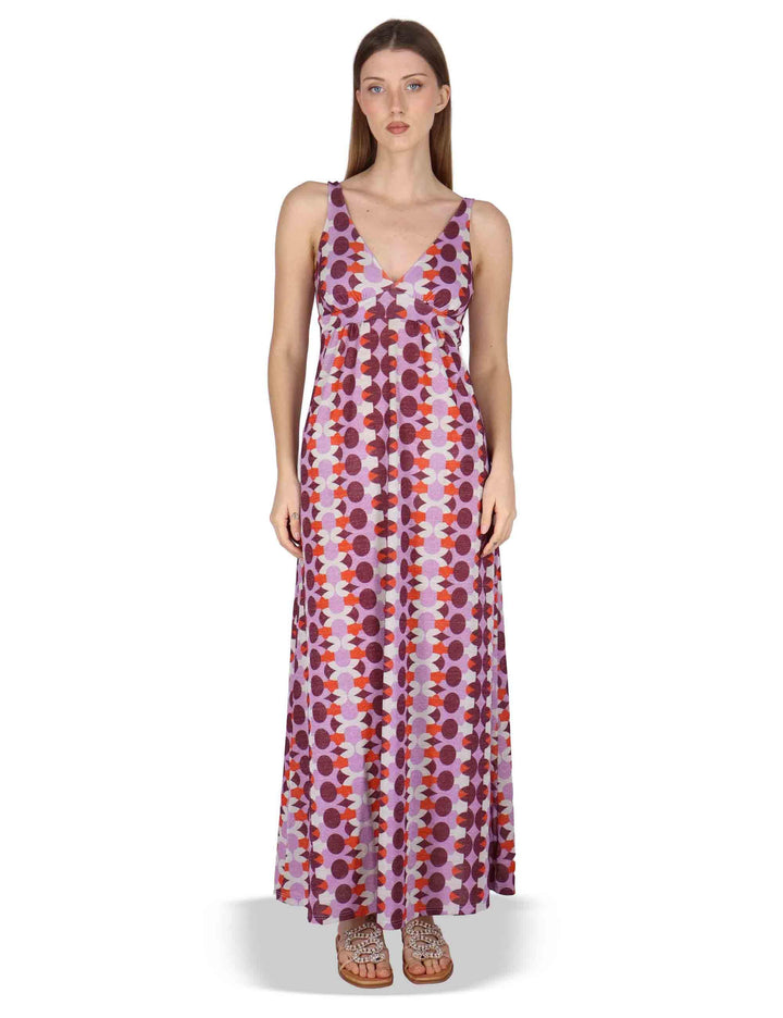 Abiti donna Empire Dress in jersey stampato bordeaux a fantasia JABAB0001-F1505-1261 4235 Justmine 