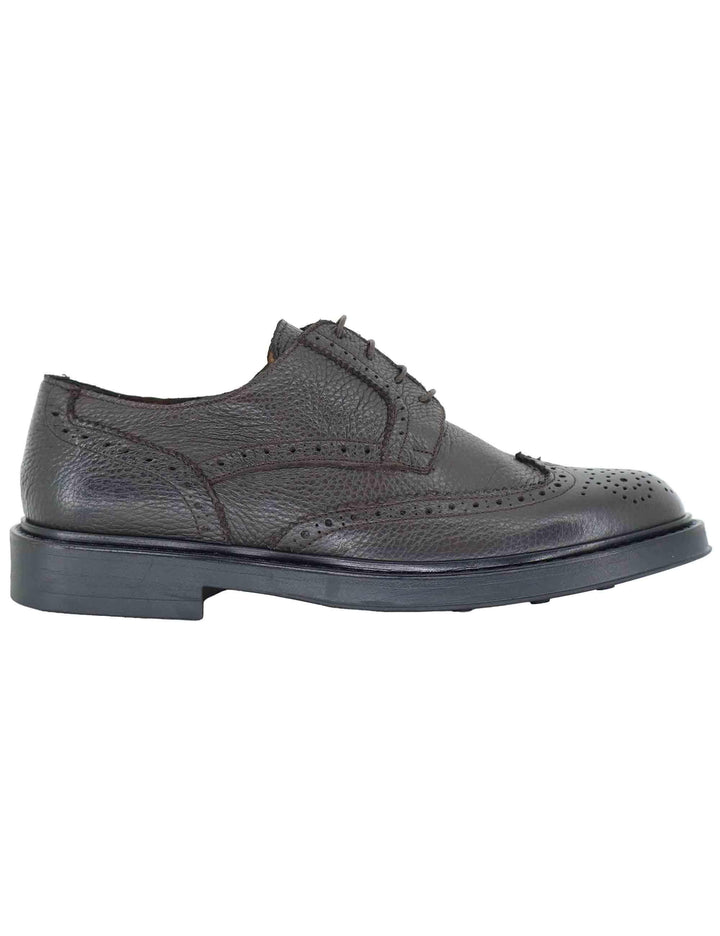 Stringate uomo in pelle marrone con impunture e suola in gomma SP019 014 Spatarella 