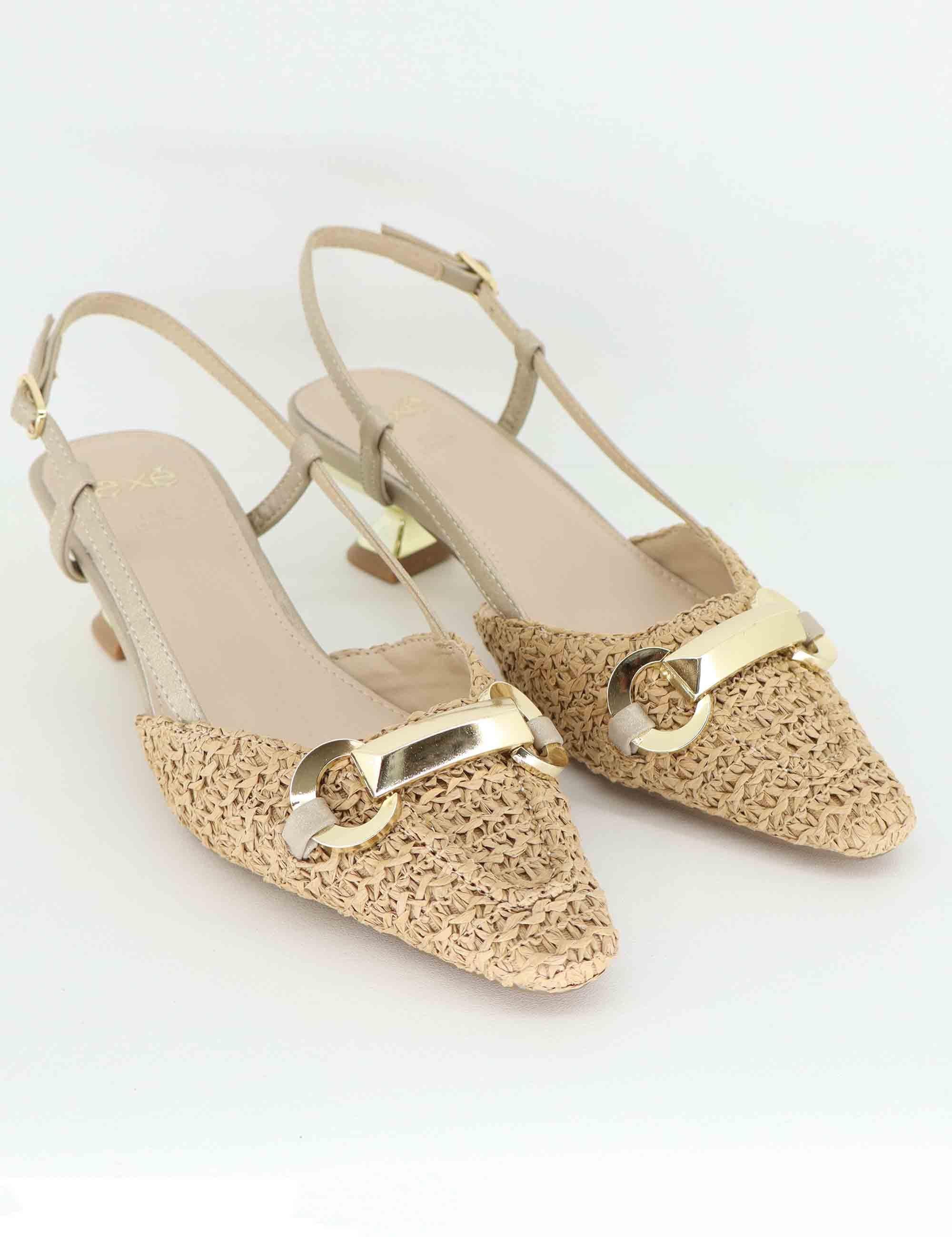 Slingback donna in rafia naturale con tacco basso U470013327K6 24T01-2 Exe 