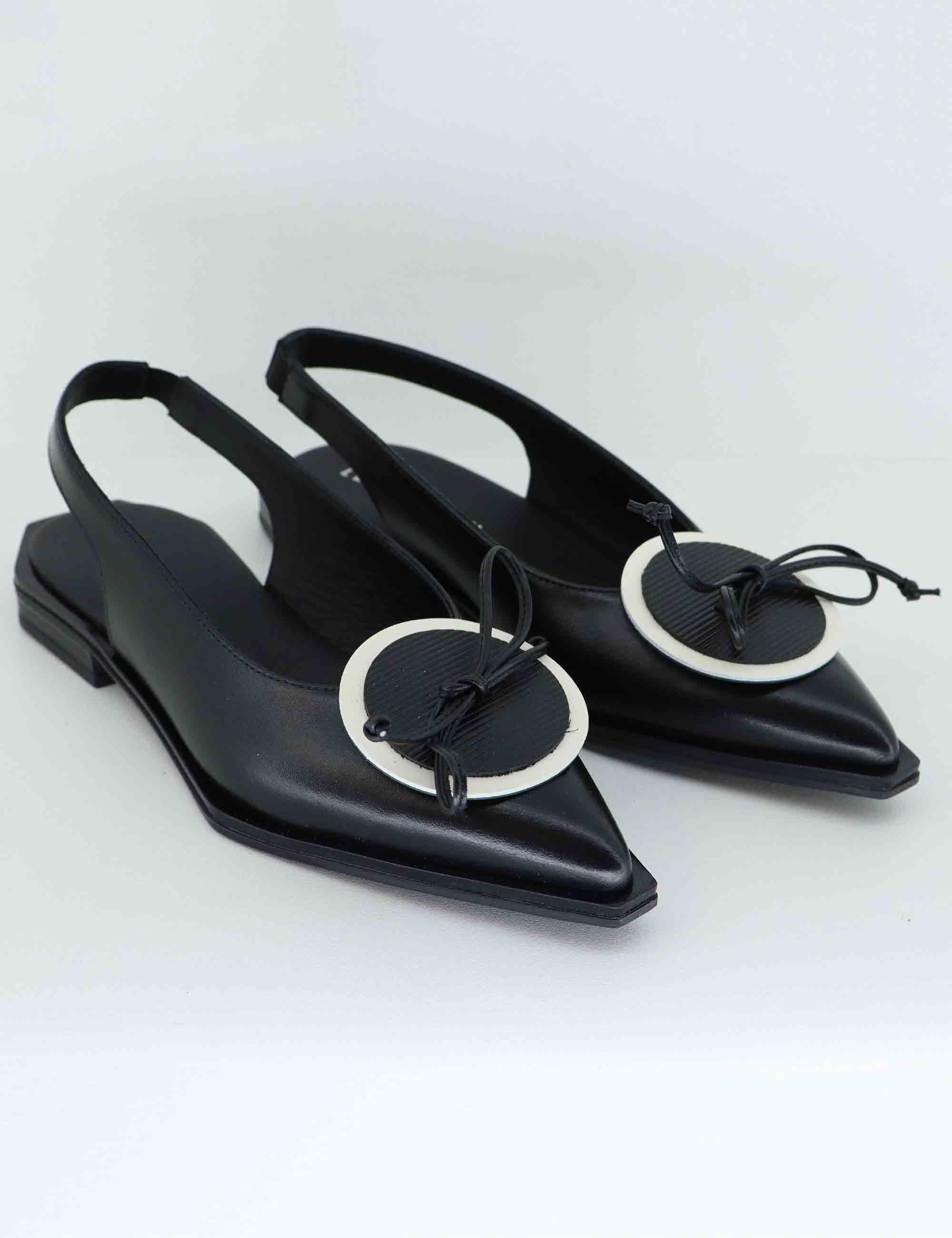Slingback donna in pelle nera con tacco basso P14 1 Le Bohemien 