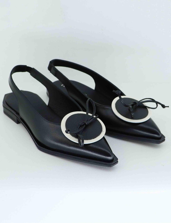 Slingback donna in pelle nera con tacco basso P14 1 Le Bohemien 