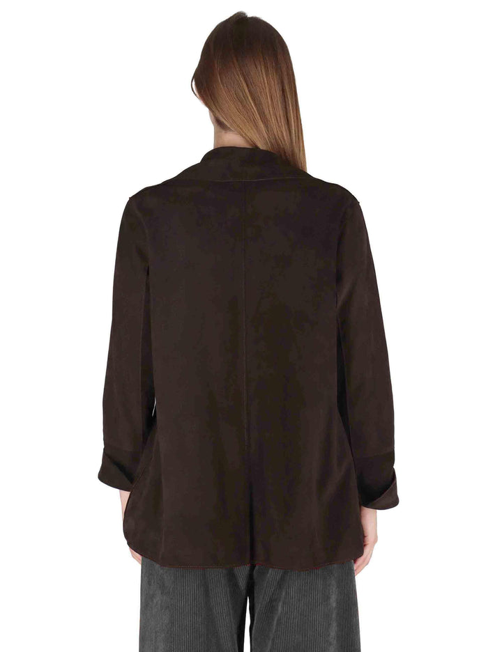 Giacche donna in camoscio marrone con bottoni gioiello SP2427 015 Spatarella 